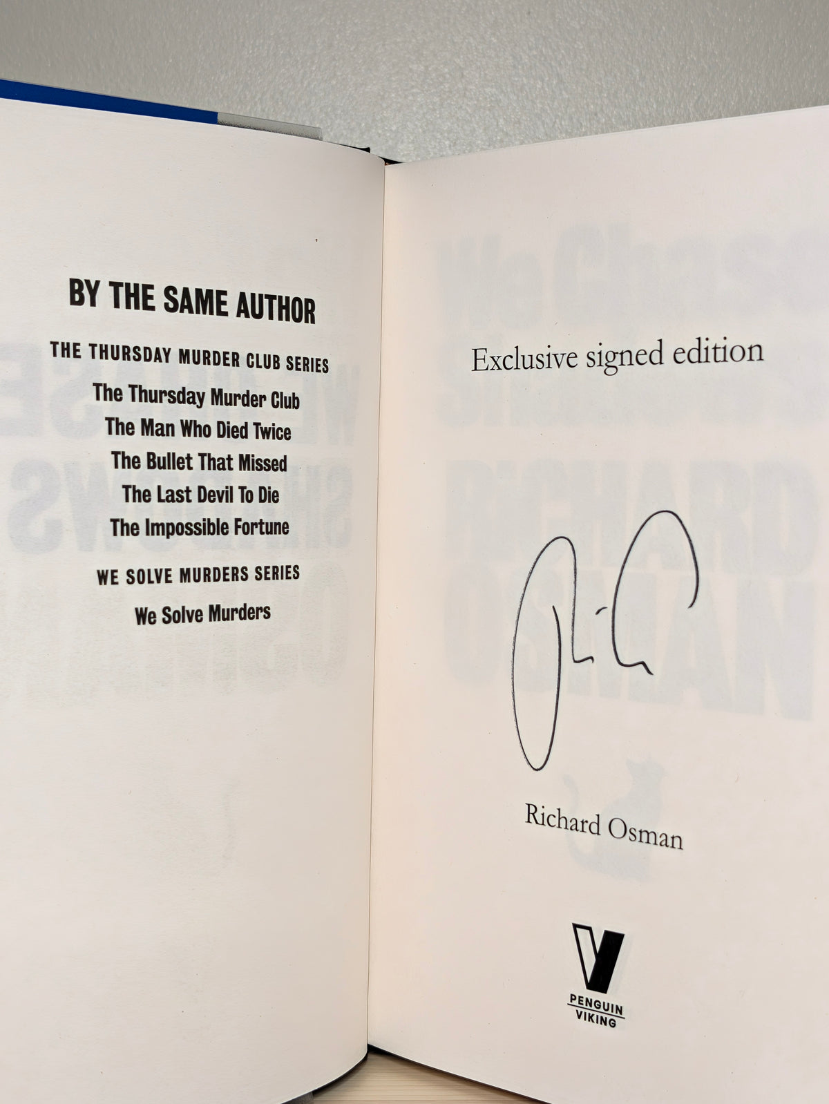 We Chase Shadows by Richard Osman (Signed First Edition)