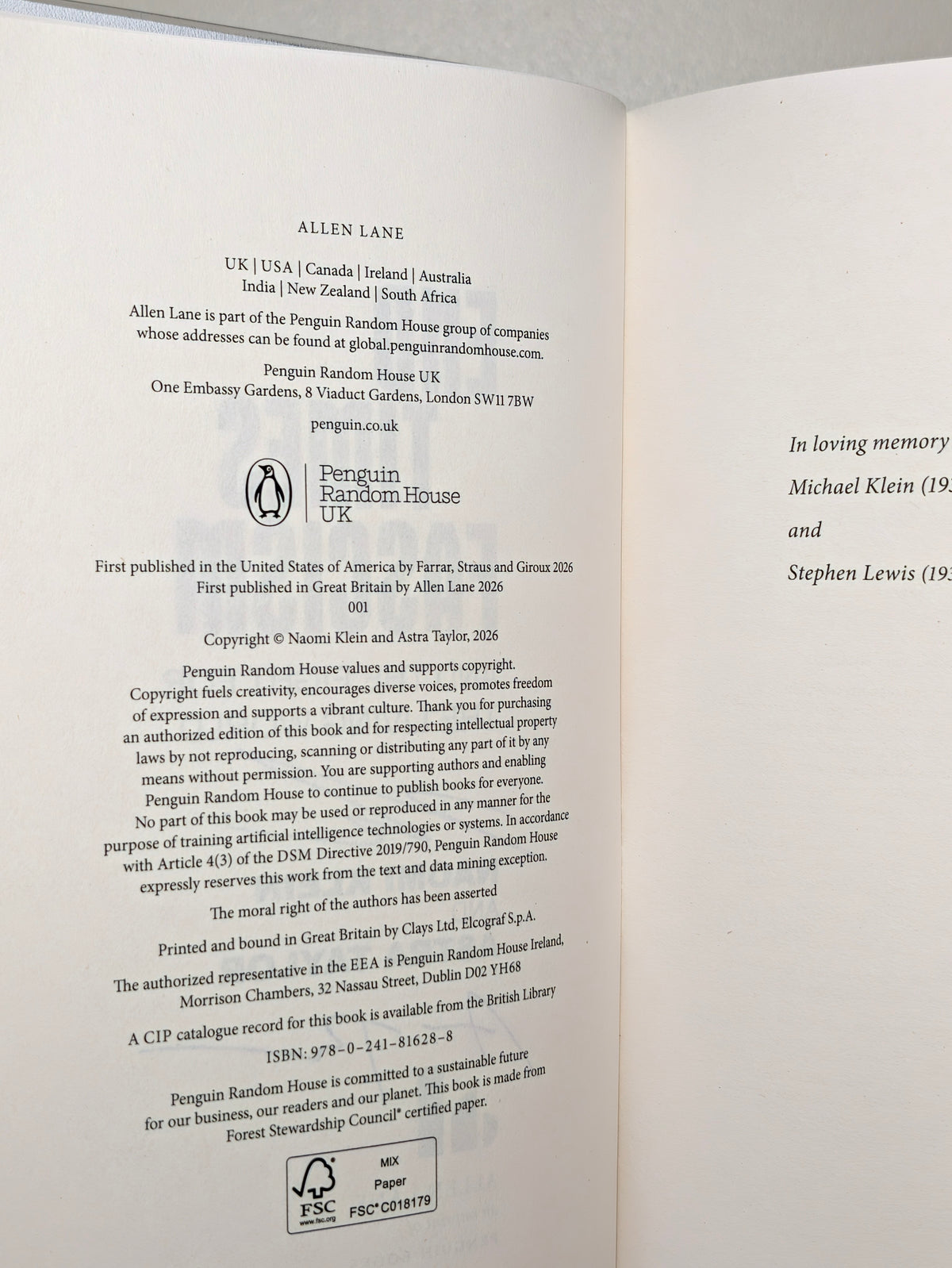 End Times Fascism by Naomi Klein and Astra Taylor (Double Signed First Edition)