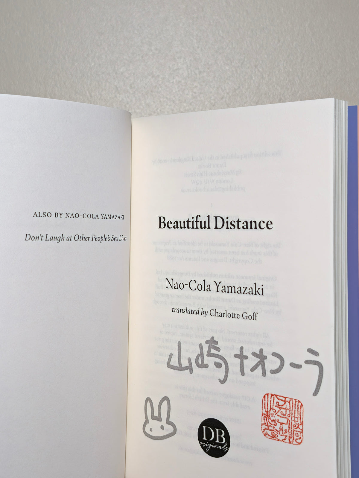 Beautiful Distance by Nao-Cola Yamazaki (Signed Stampted First Edition)