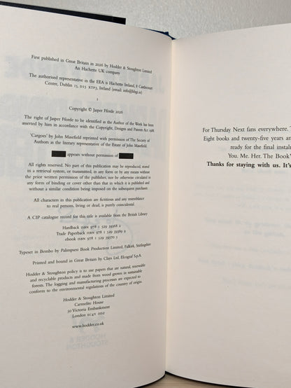 Dark Reading Matter by Jasper Fforde (Signed First Edition)