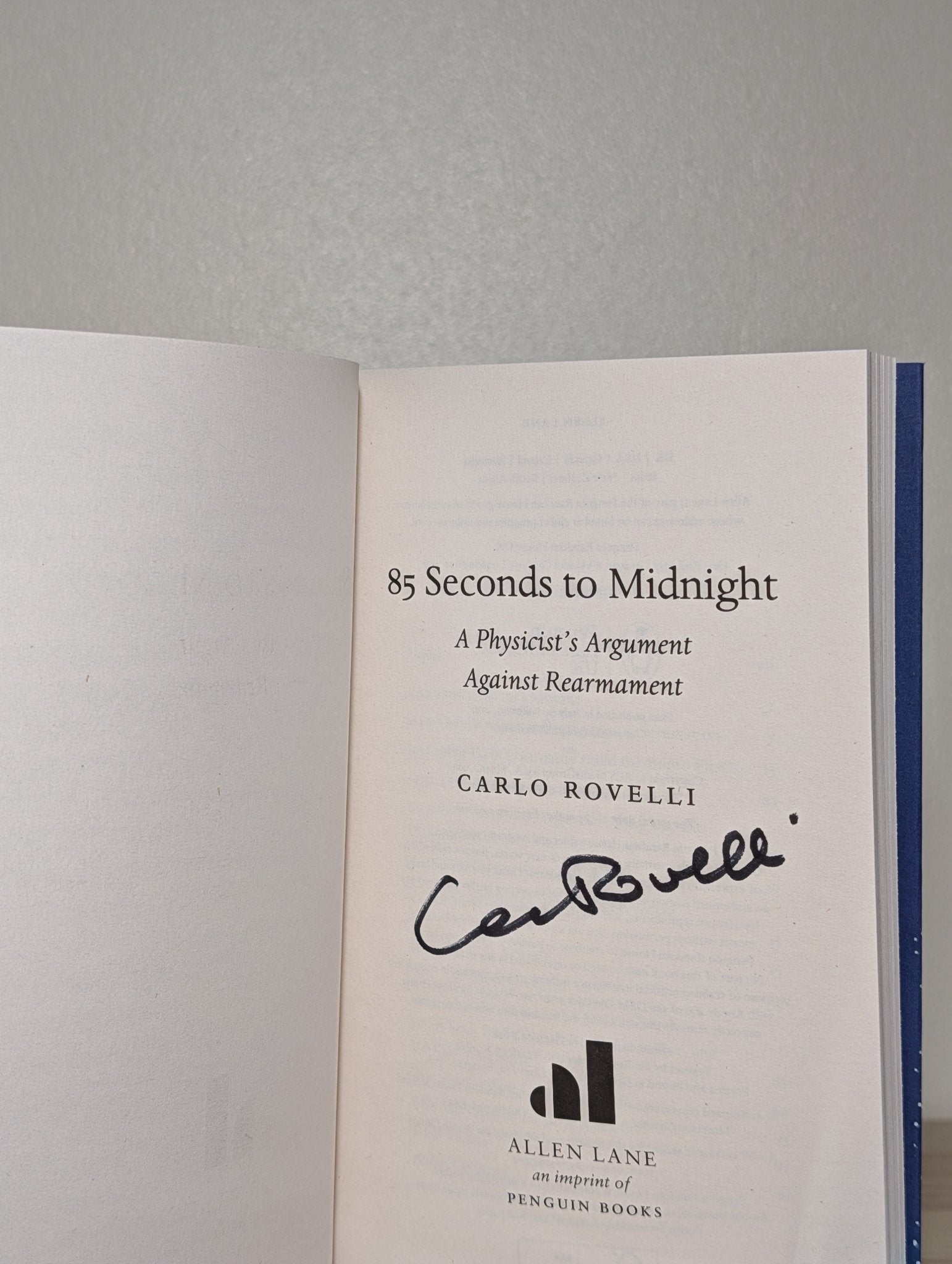85 Seconds to Midnight by Carlo Rovelli (Signed First Edition) - Fialta Books