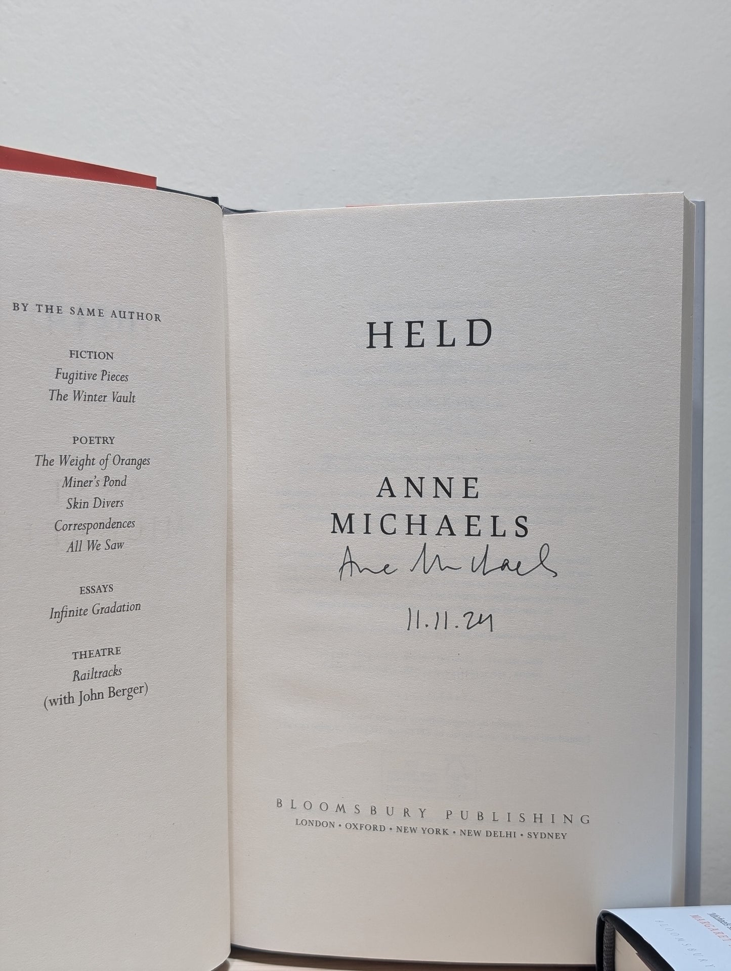 Held (Signed Dated First Edition)