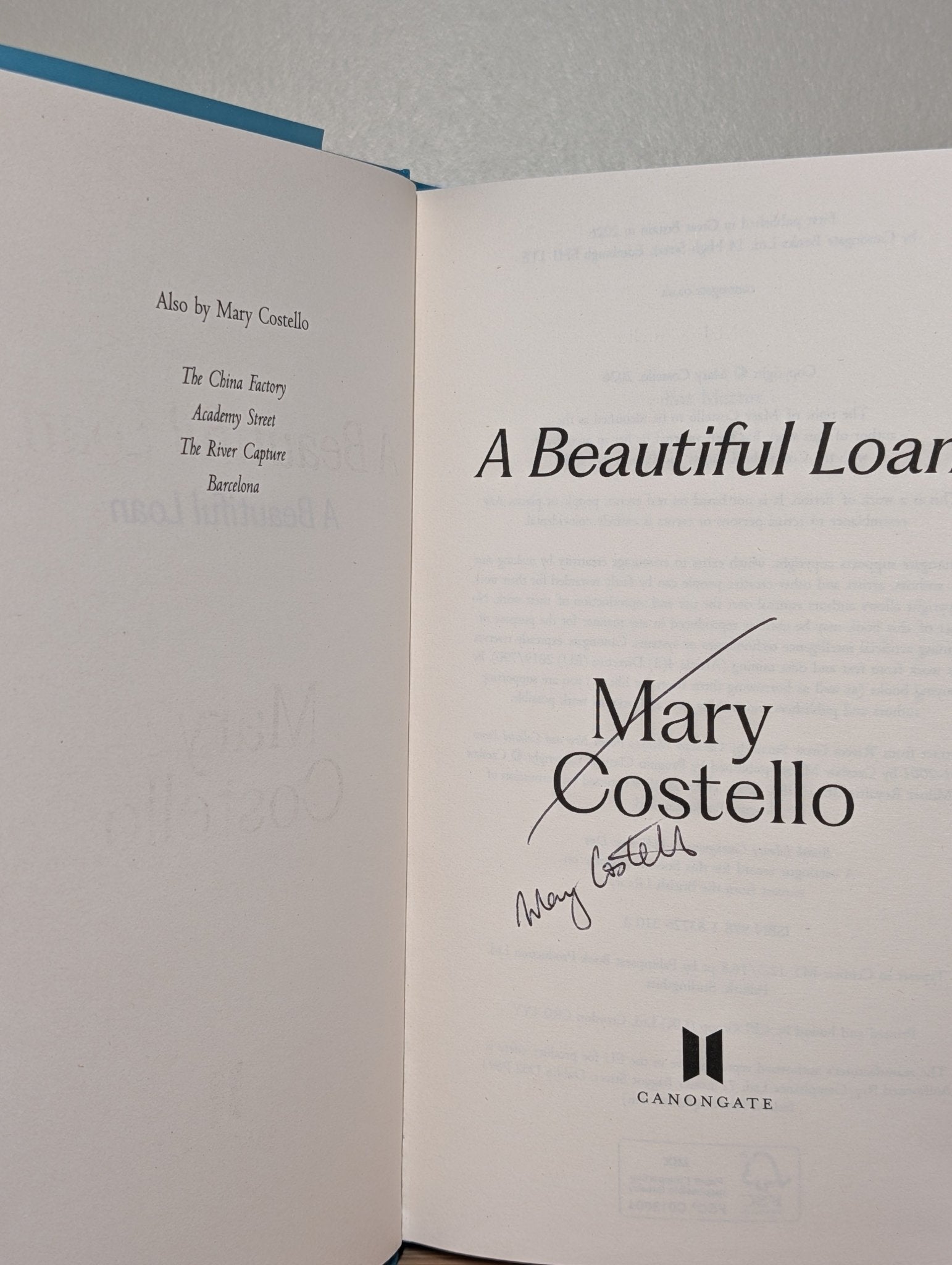 A Beautiful Loan by Mary Costello (Signed First Edition) - Fialta Books