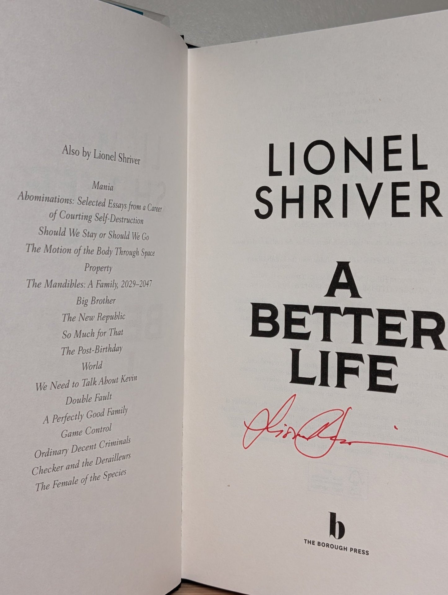 A Better Life by Lionel Shriver (Signed First Edition) - Fialta Books