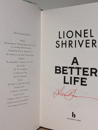 A Better Life by Lionel Shriver (Signed First Edition) - Fialta Books
