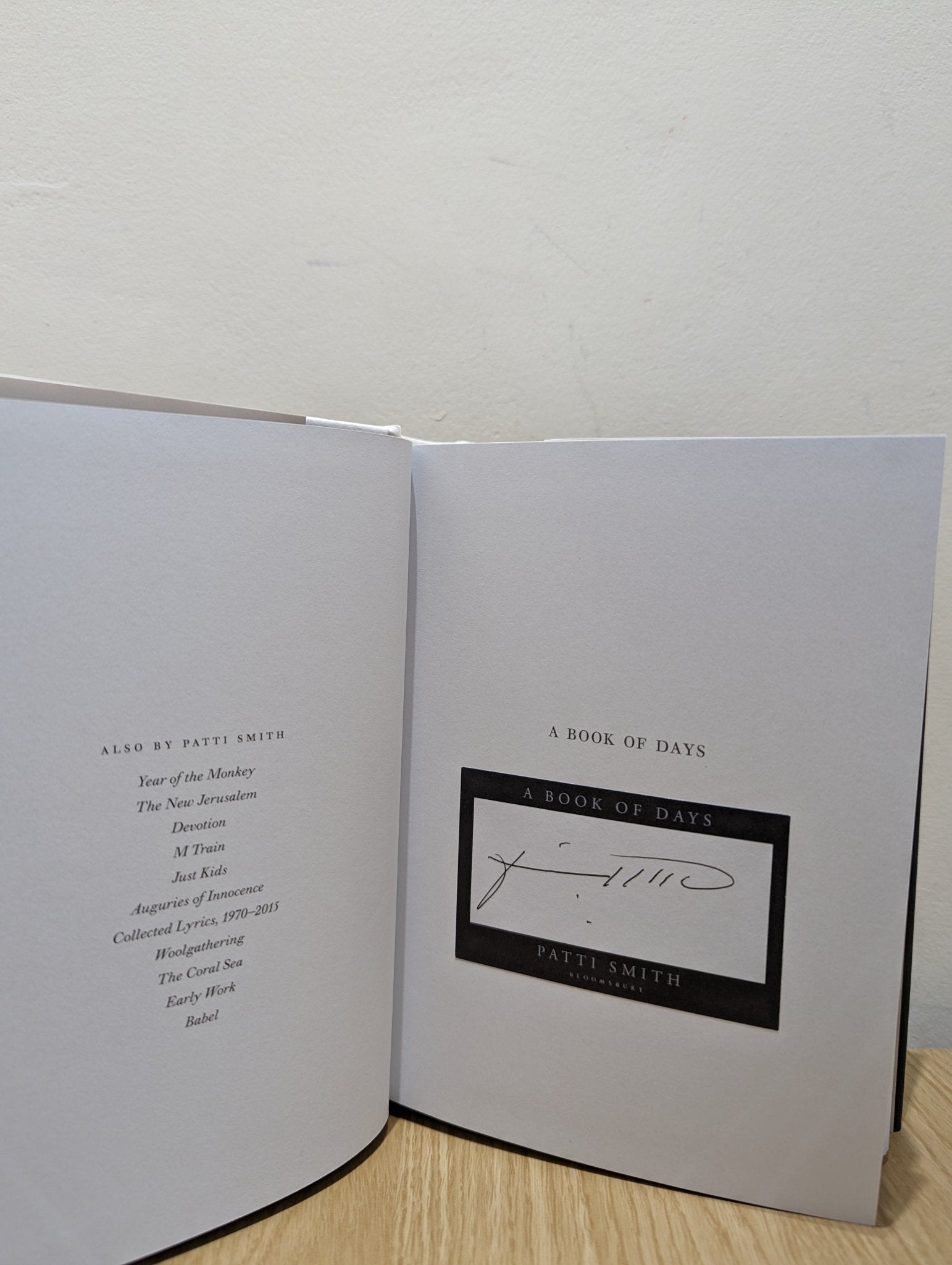 A Book of Days by Patti Smith (Signed First Edition) - Fialta Books