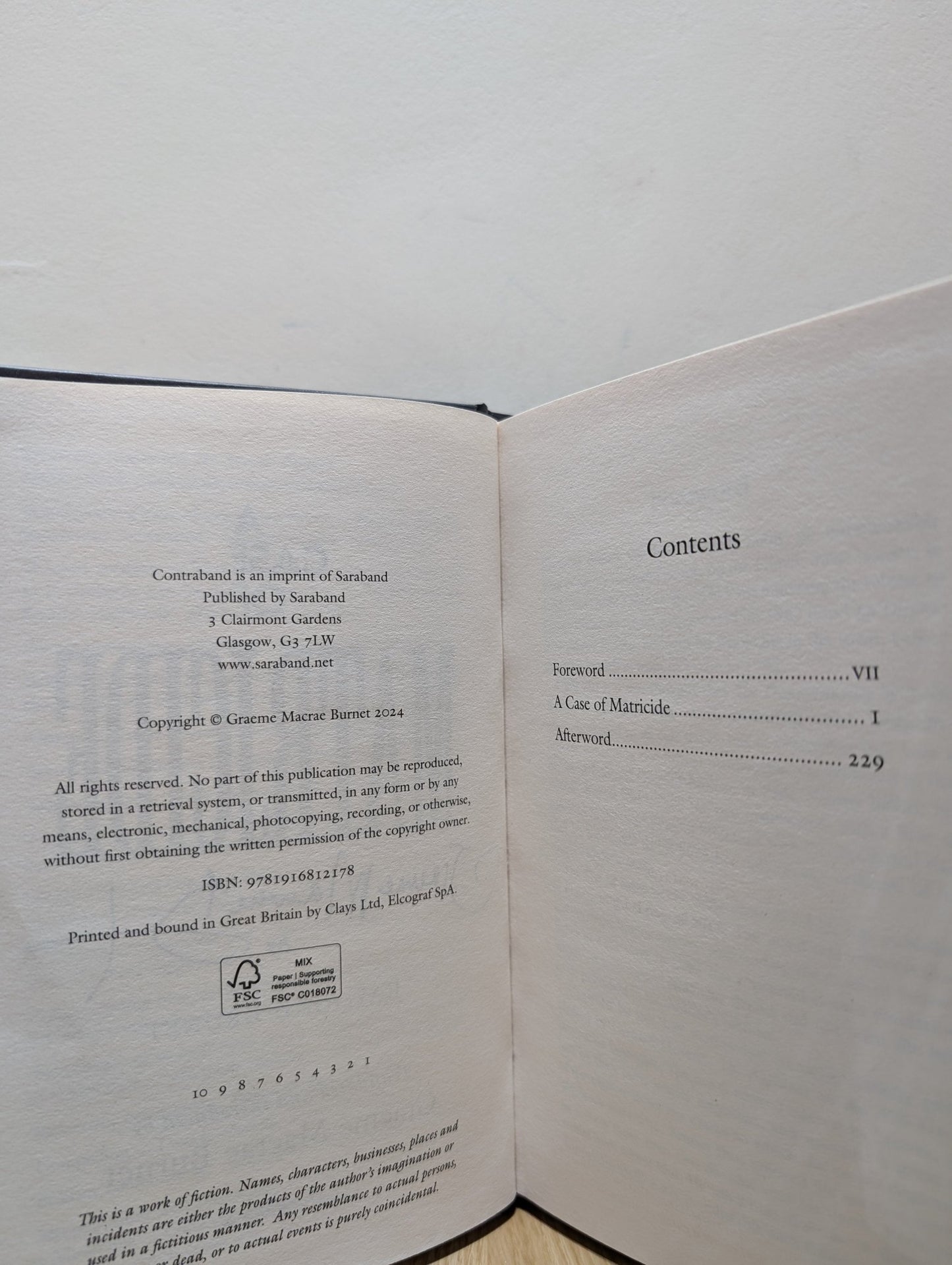 A Case of Matricide by Graeme Macrae Burnet (Signed First Edition) - Fialta Books