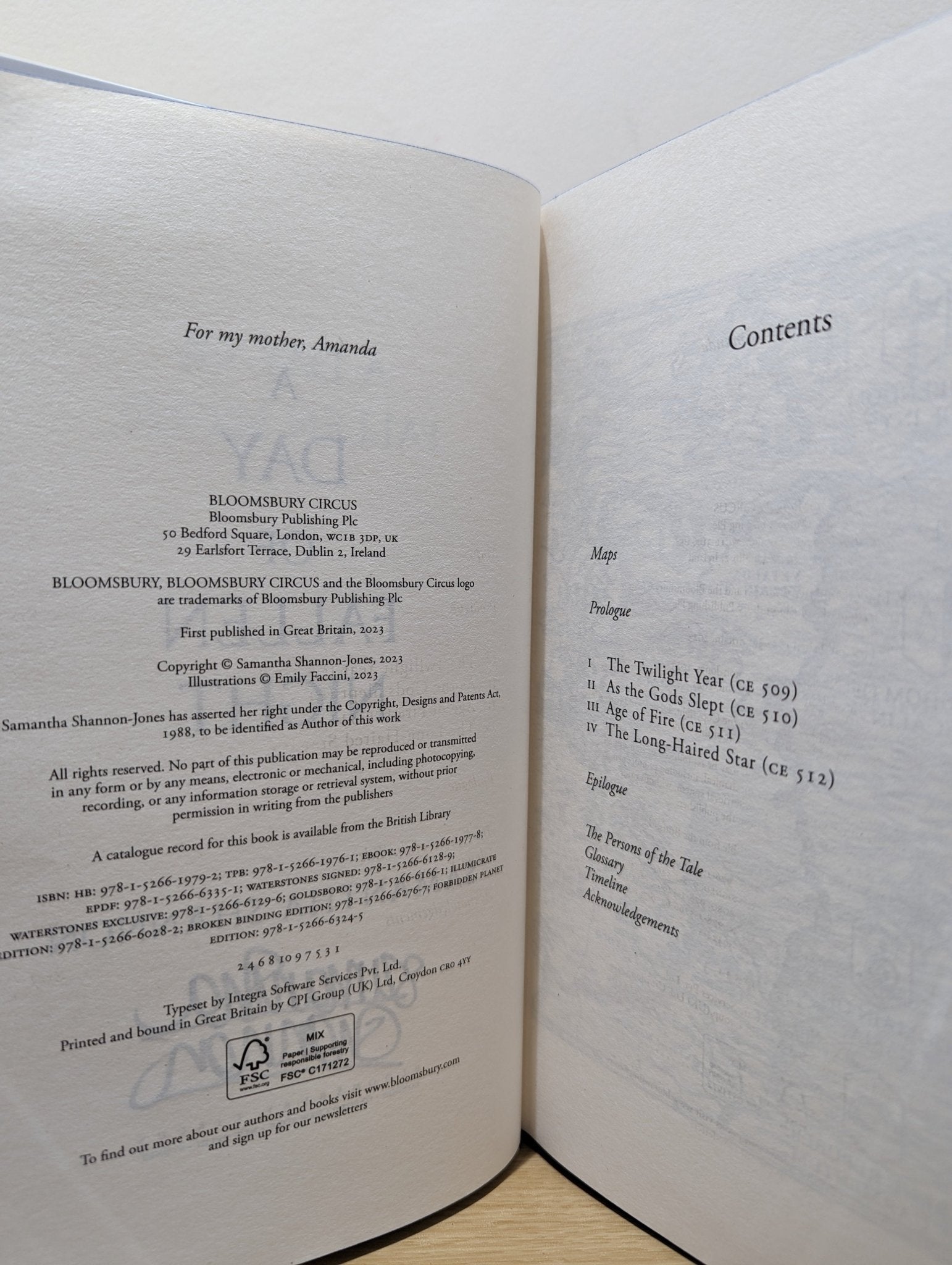 A Day of Fallen Night by Samantha Shannon (Signed First Edition with sprayed edges) - Fialta Books