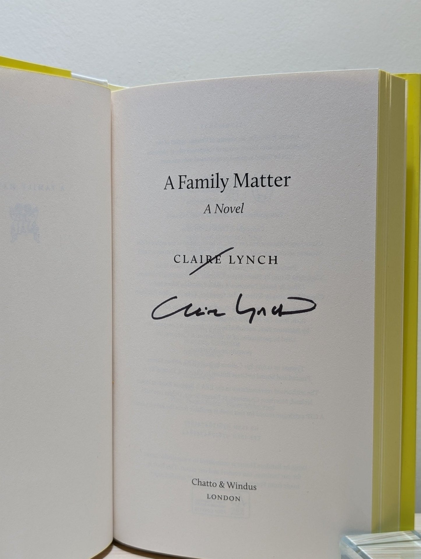 A Family Matter by Claire Lynch (Signed First Edition with sprayed edges) - Fialta Books