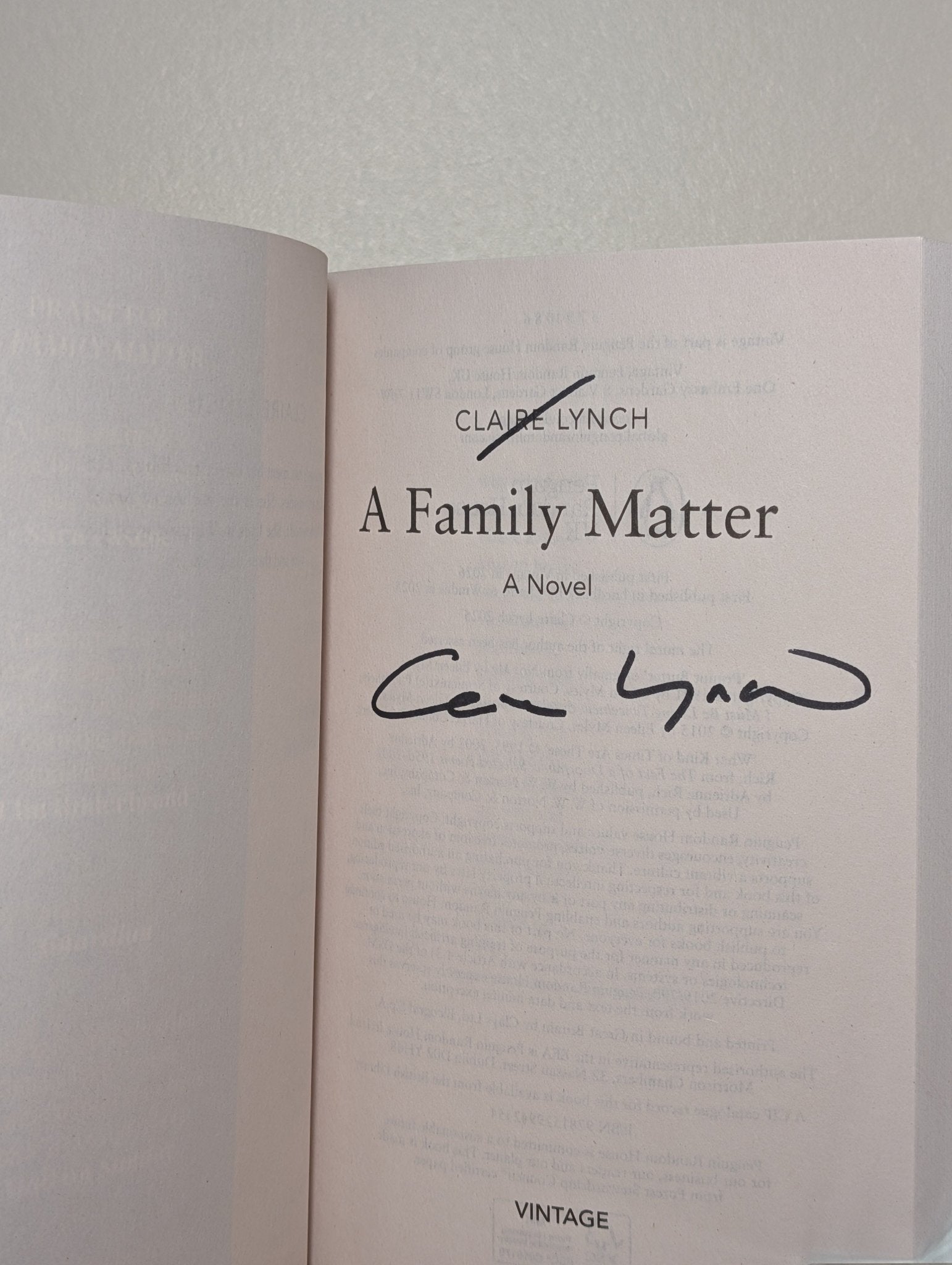 A Family Matter by Claire Lynch (Signed Paperback Edition) - Fialta Books