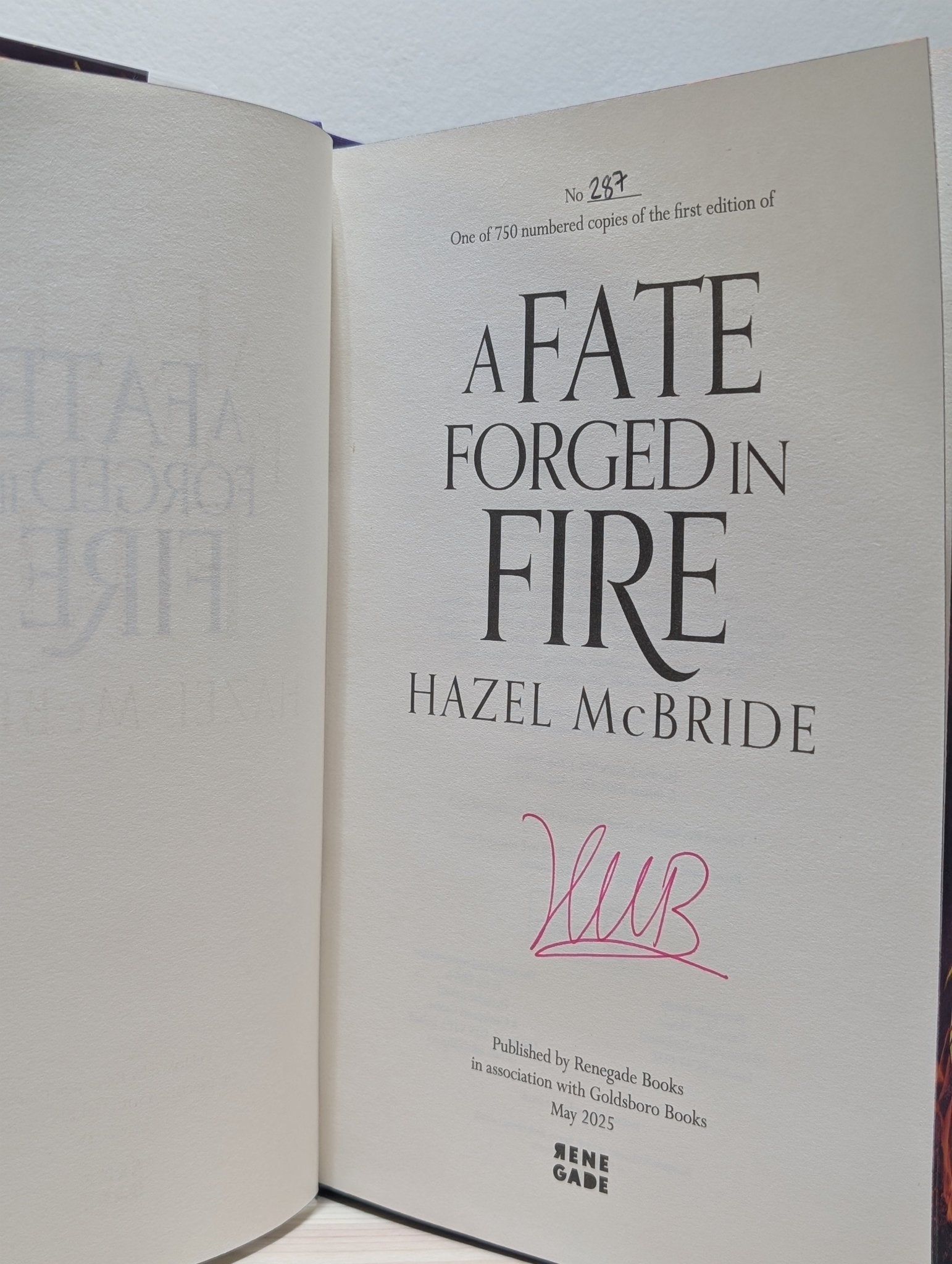 A Fate Forged in Fire by Hazel McBride (Signed First Edition with sprayed edges) - Fialta Books