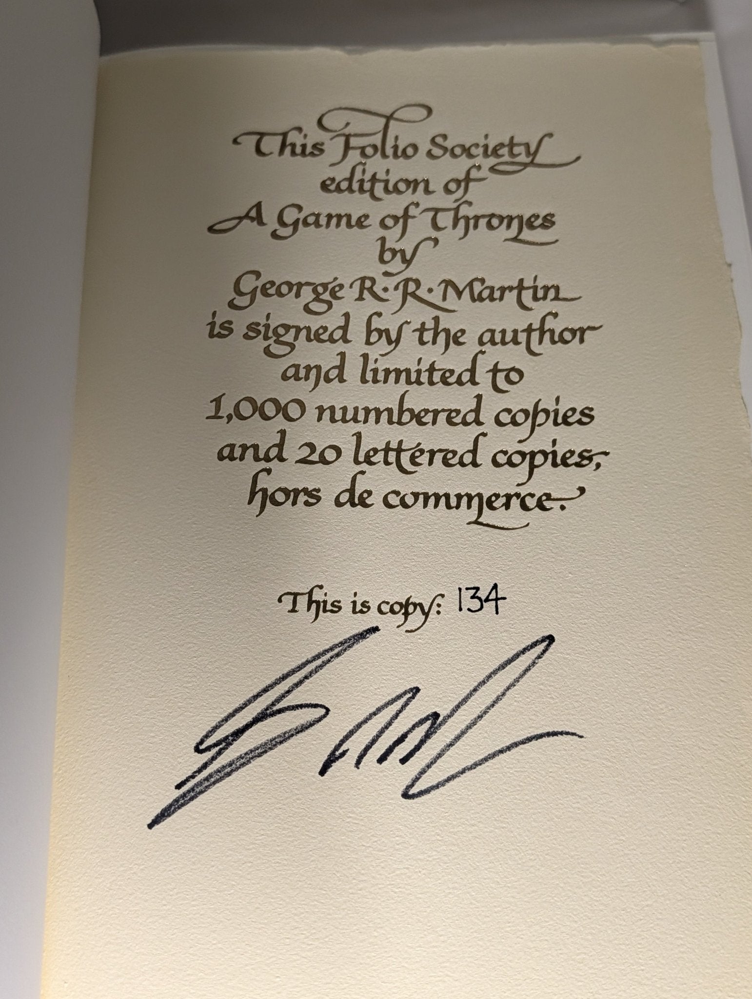 A Game of Thrones by George R.R. Martin (Signed Folio Limited Edition) - Fialta Books