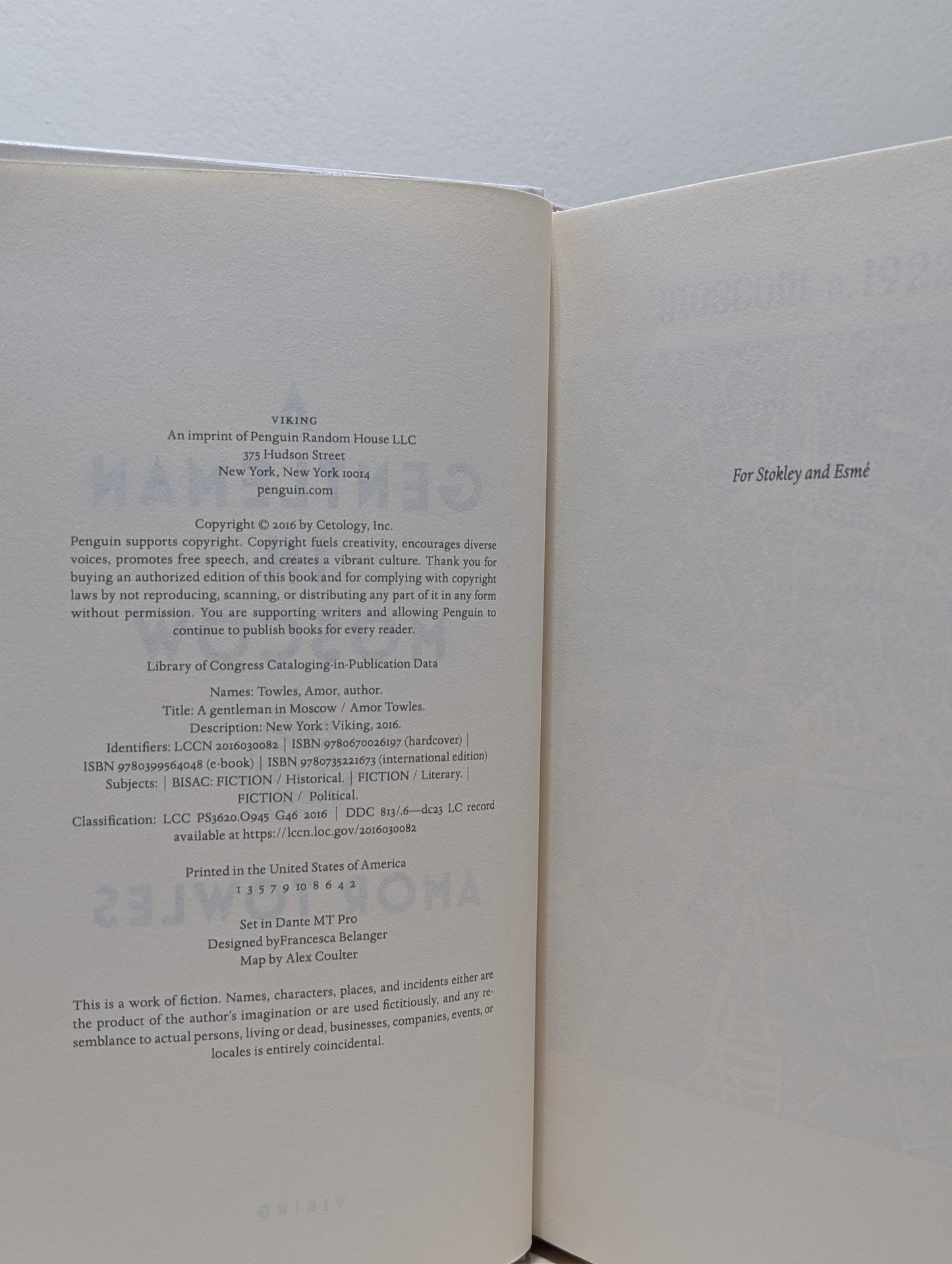 A Gentleman in Moscow by Amor Towles (Signed Stamped First Edition) - Fialta Books