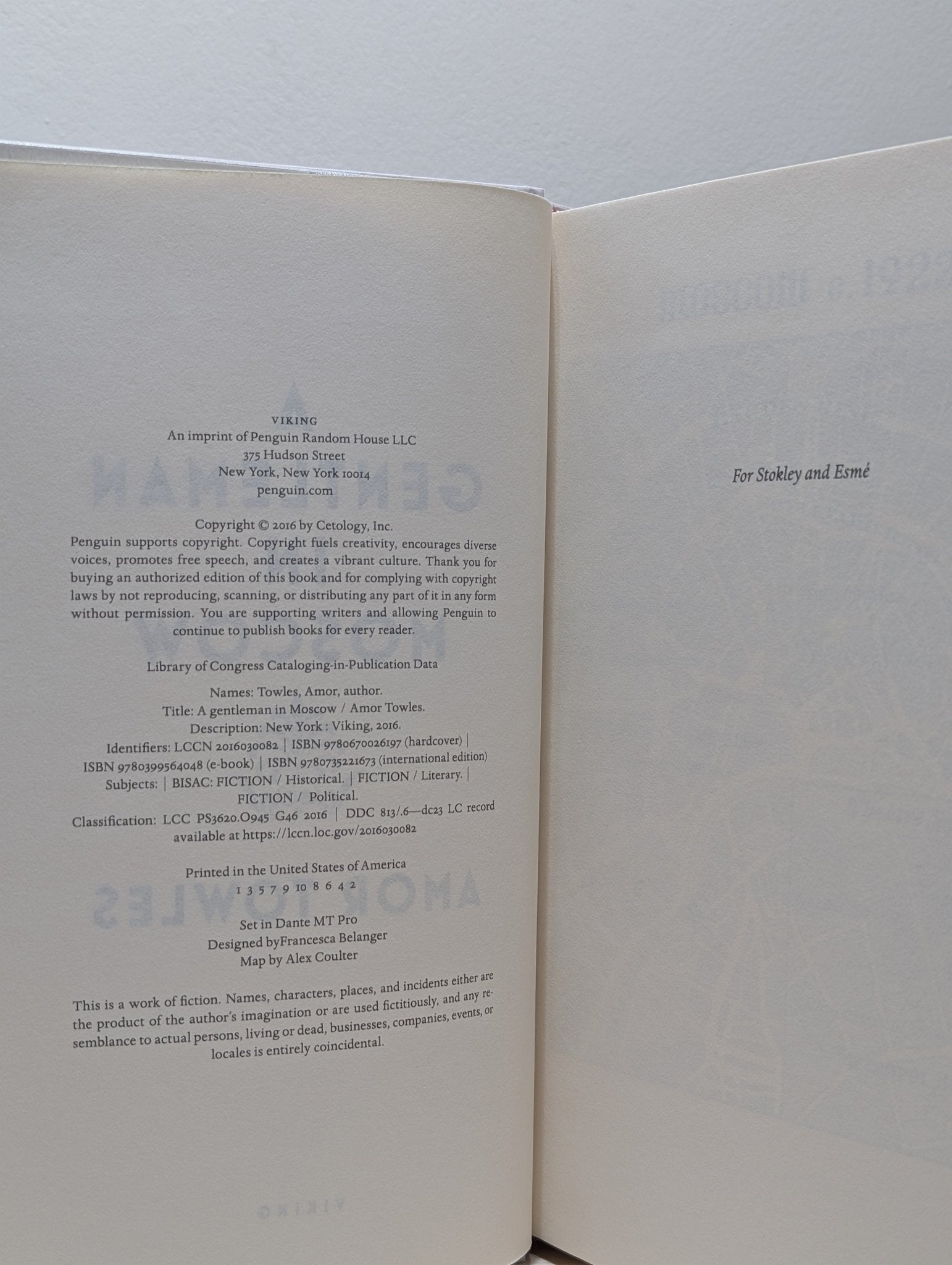 A Gentleman in Moscow by Amor Towles (Signed Stamped First Edition) - Fialta Books