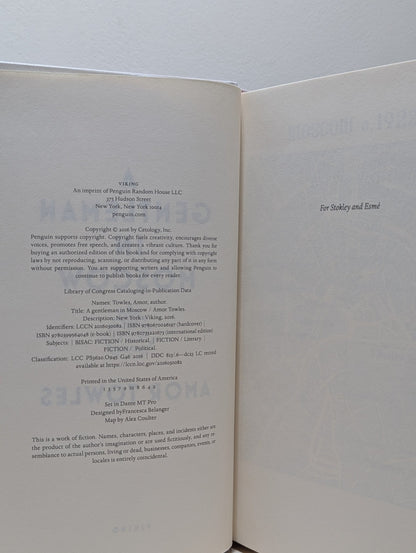 A Gentleman in Moscow by Amor Towles (Signed Stamped First Edition) - Fialta Books