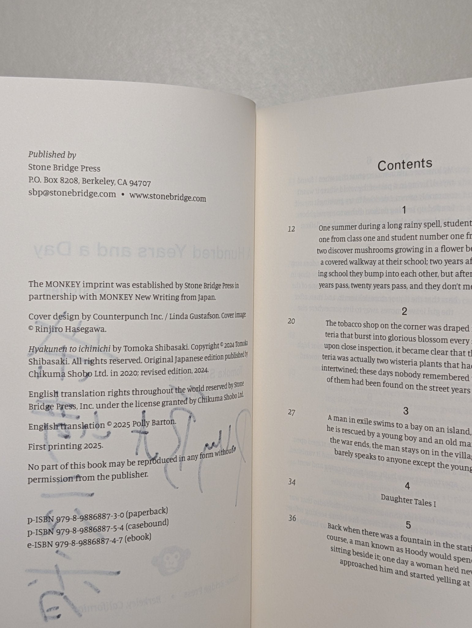 A Hundred Years and a Day: 34 Stories by Tomoka Shibasaki (Double Signed First Edition) - Fialta Books