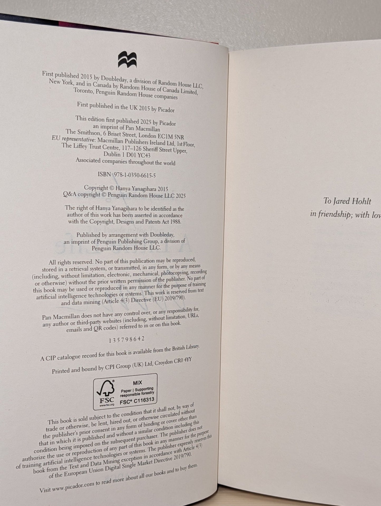 A Little Life by Hanya Yanagihara (Signed Anniversary Edition) - Fialta Books