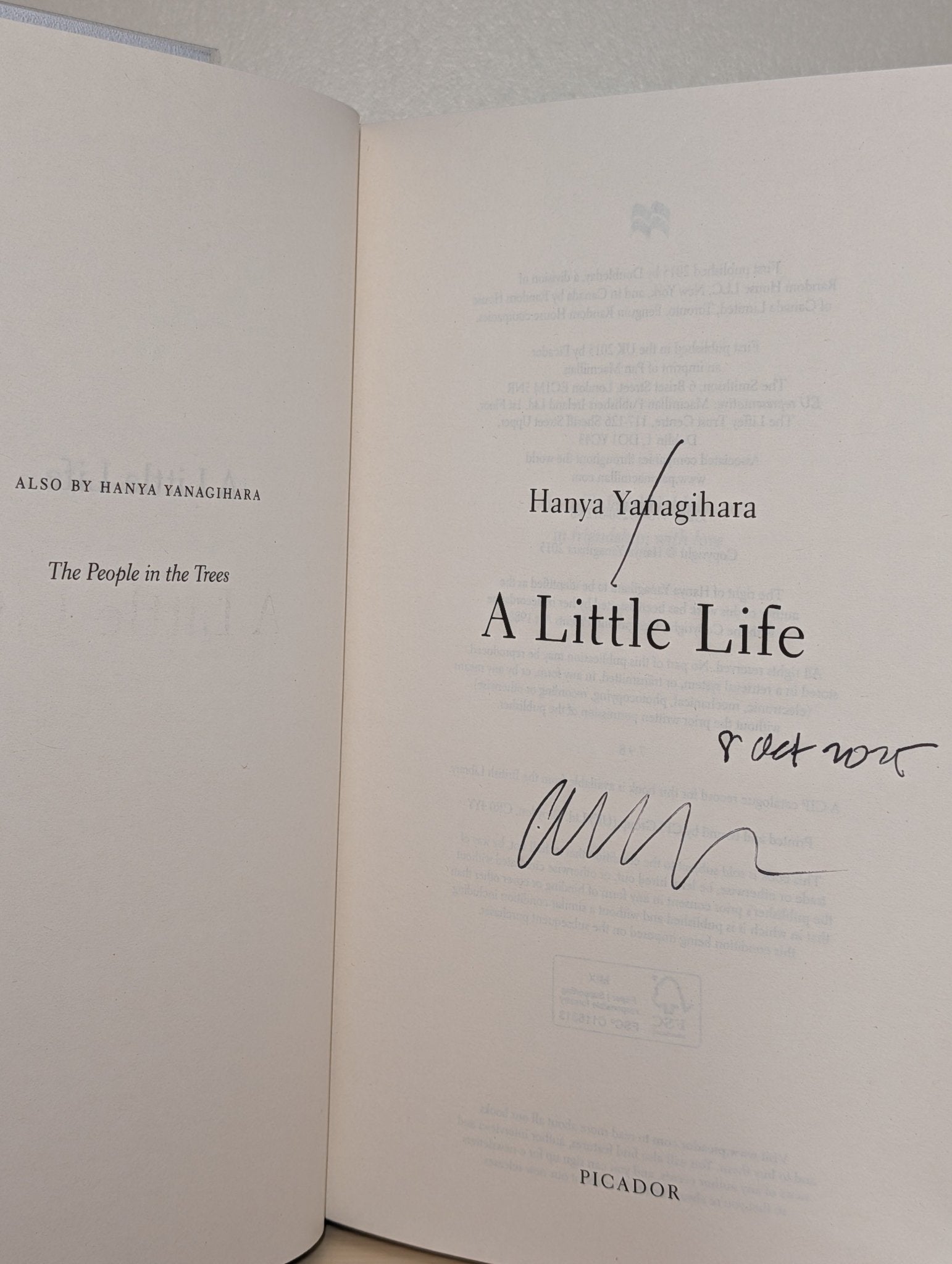 A Little Life by Hanya Yanagihara (Signed Dated) - Fialta Books