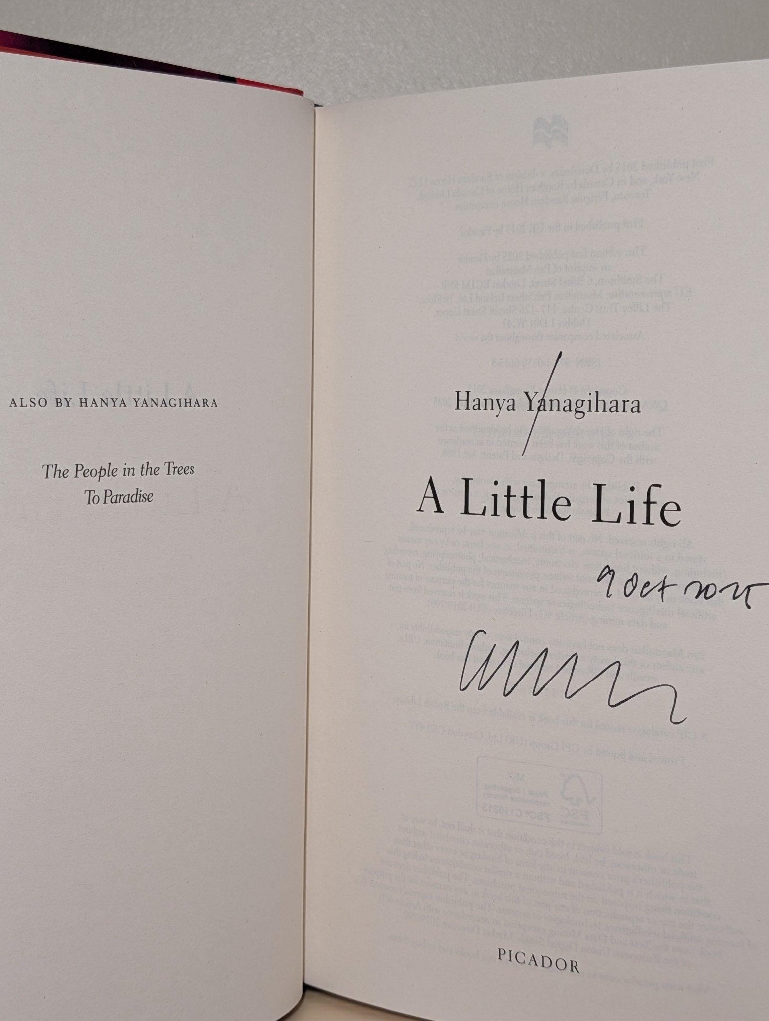 A Little Life by Hanya Yanagihara (Signed Dated Anniversary Edition) - Fialta Books