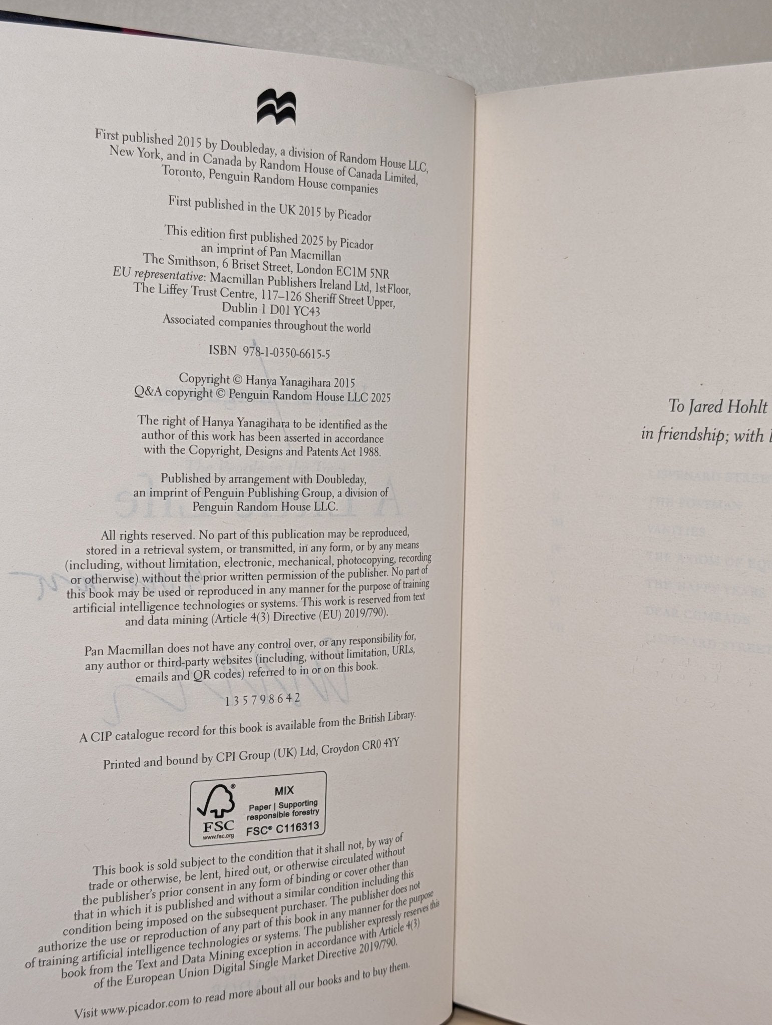 A Little Life by Hanya Yanagihara (Signed Dated Anniversary Edition) - Fialta Books