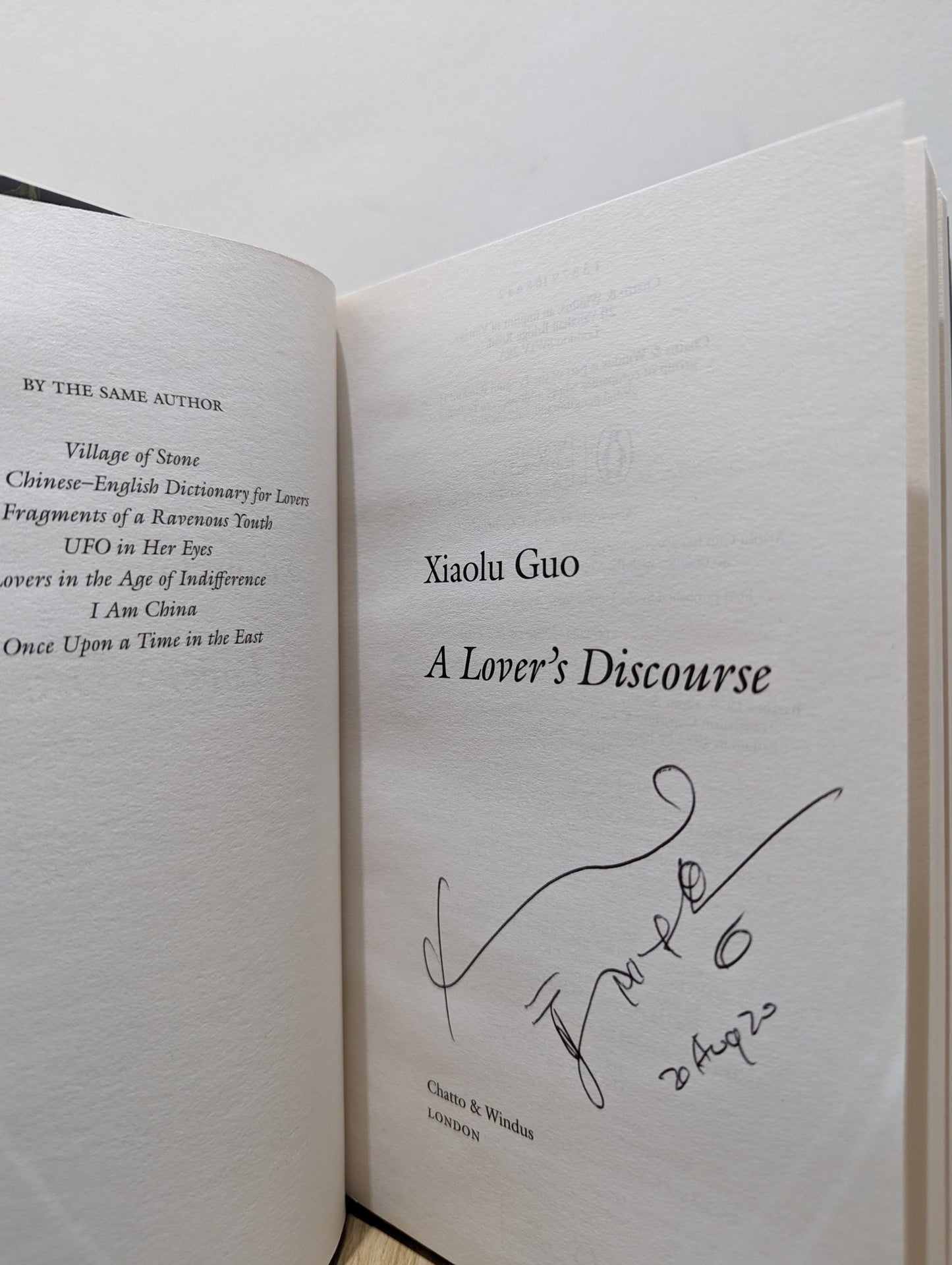 A Lover's Discourse by Xiaolu Guo (Signed Dated First Edition) - Fialta Books