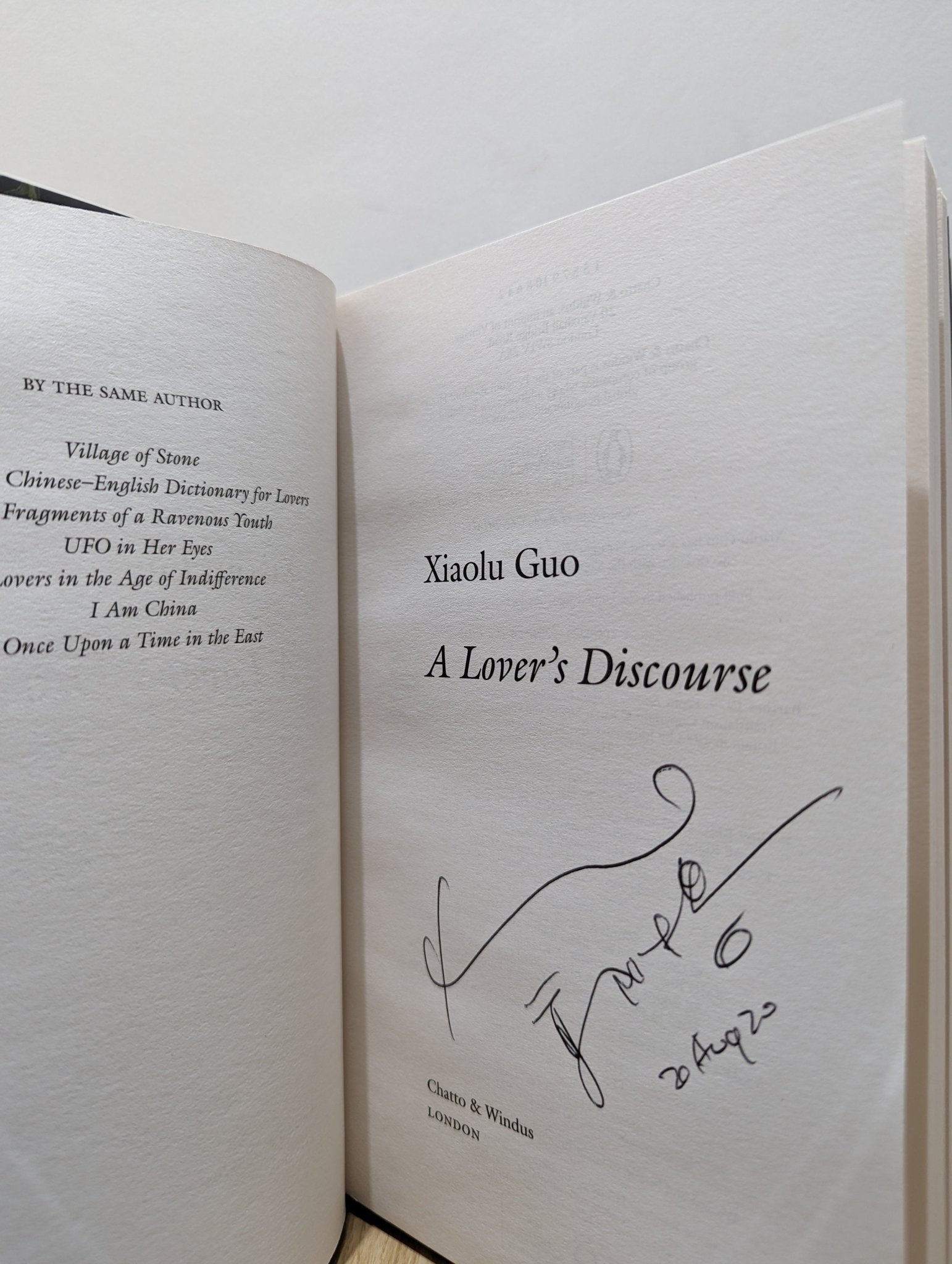 A Lover's Discourse by Xiaolu Guo (Signed Dated First Edition) - Fialta Books