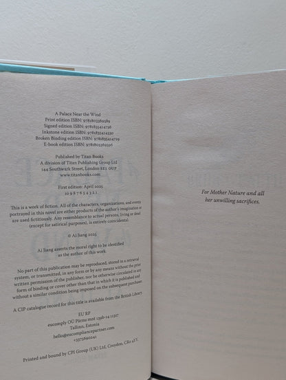 A Palace Near the Wind: Natural Engines 1 by Ai Jiang (Signed First Edition with sprayed edges) - Fialta Books