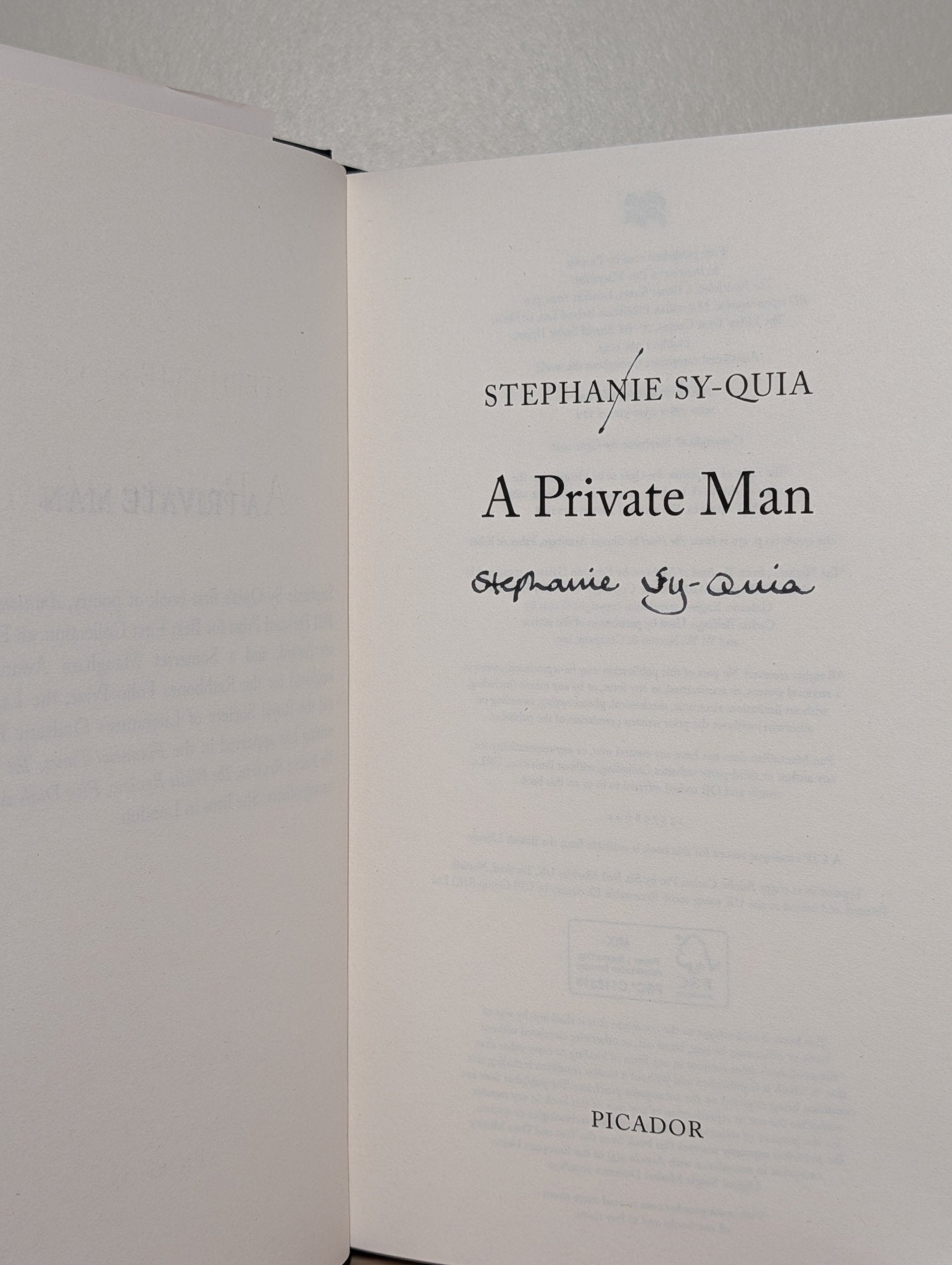 A Private Man by Stephanie Sy - Quia (Signed First Edition) - Fialta Books