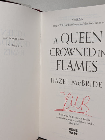 A Queen Crowned in Flames by Hazel McBride (Signed Numbered Edition with sprayed edges) - Fialta Books