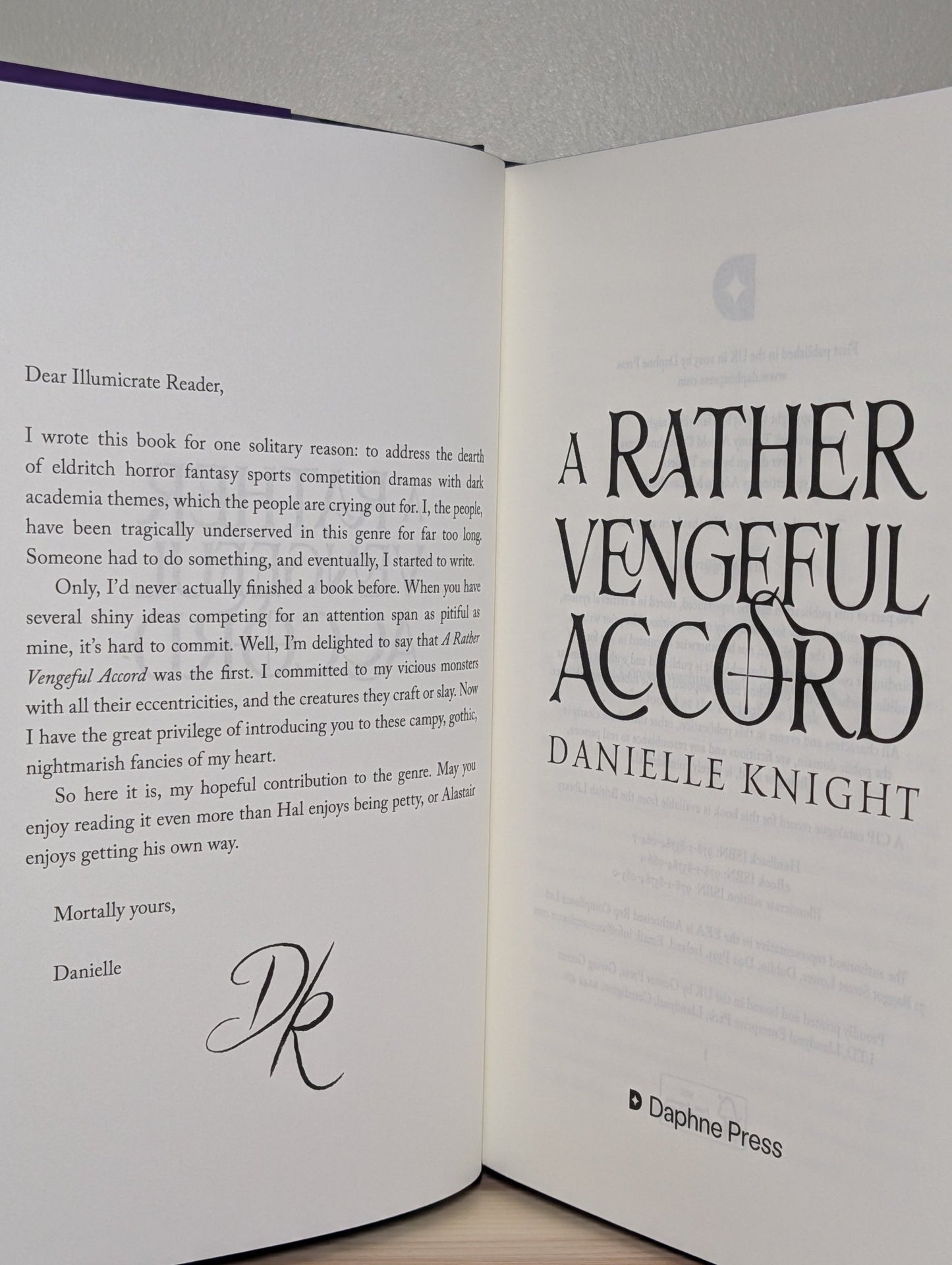 A Rather Vengeful Accord by Danielle Knight (Special First Edition with sprayed edges) - Fialta Books