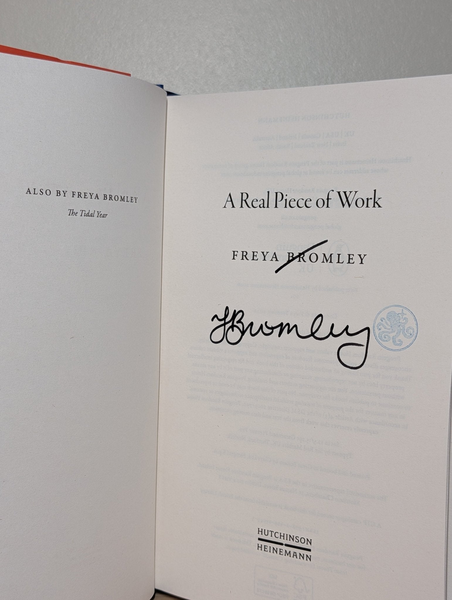 A Real Piece of Work by Freya Bromley (Signed First Edition) - Fialta Books