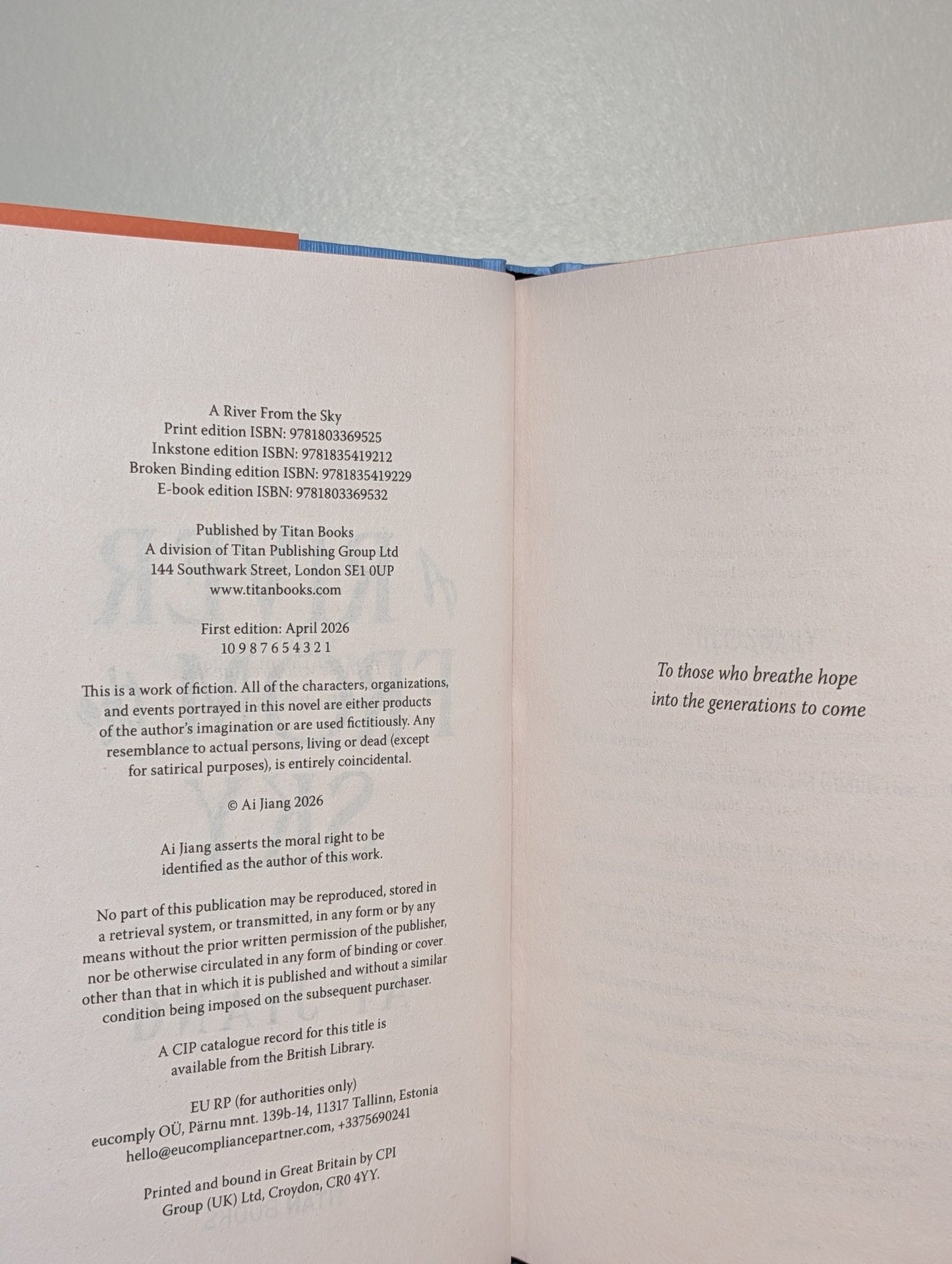 A River From the Sky by Ai Jiang (Signed Numbered First Edition with sprayed edges) - Fialta Books