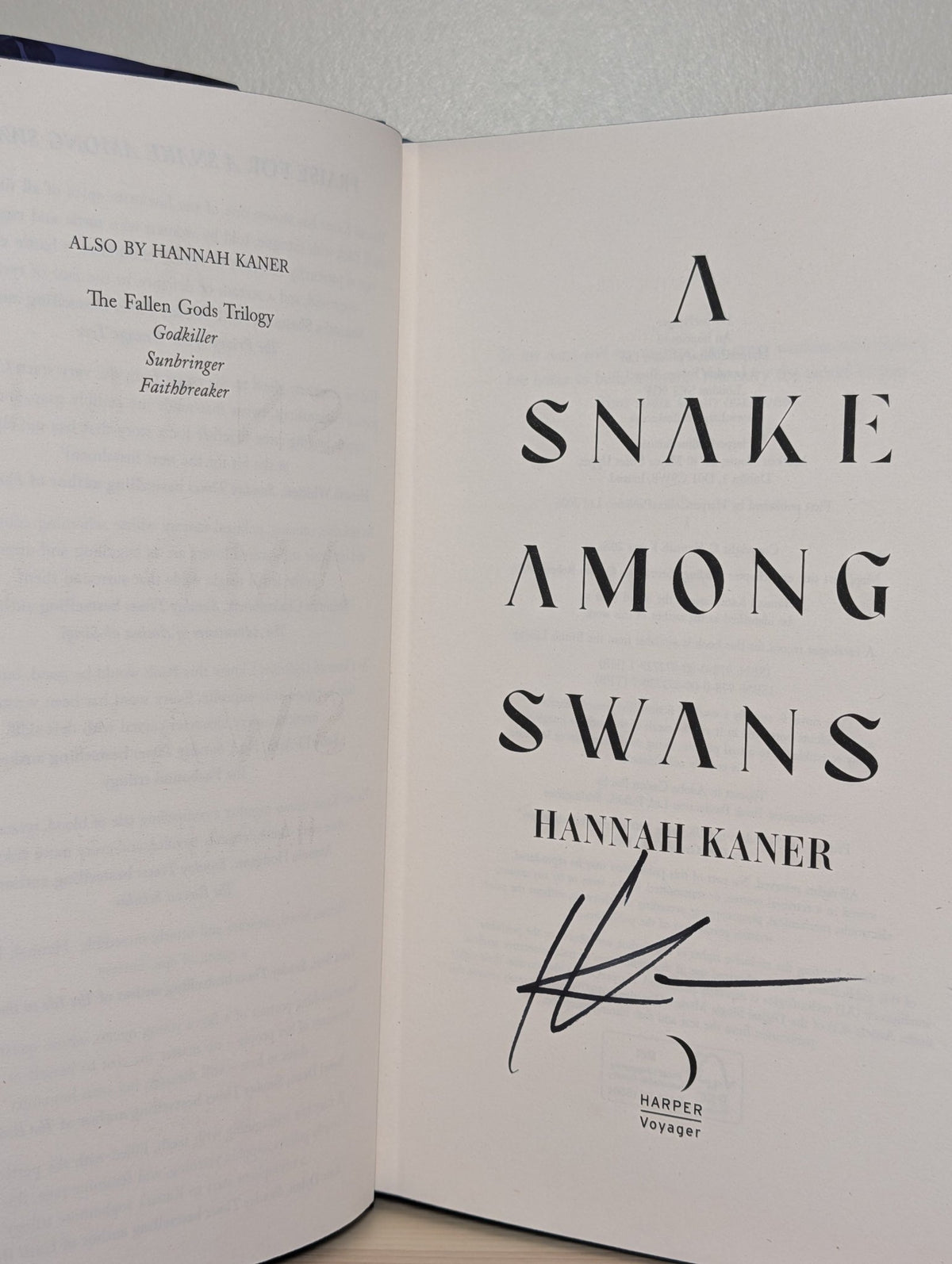 A Snake Among Swans by Hannah Kaner (Signed First Edition with sprayed edges) - Fialta Books