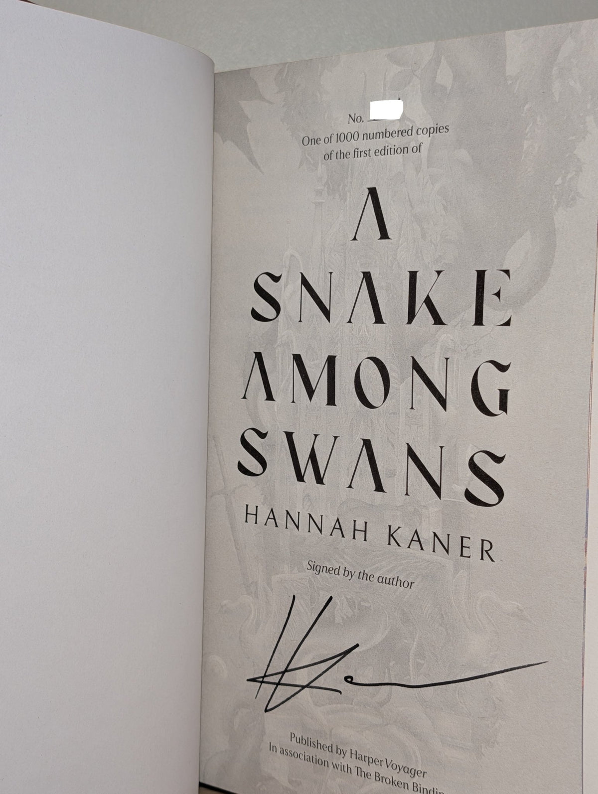 A Snake Among Swans by Hannah Kaner (Signed Numbered with sprayed edges) - Fialta Books