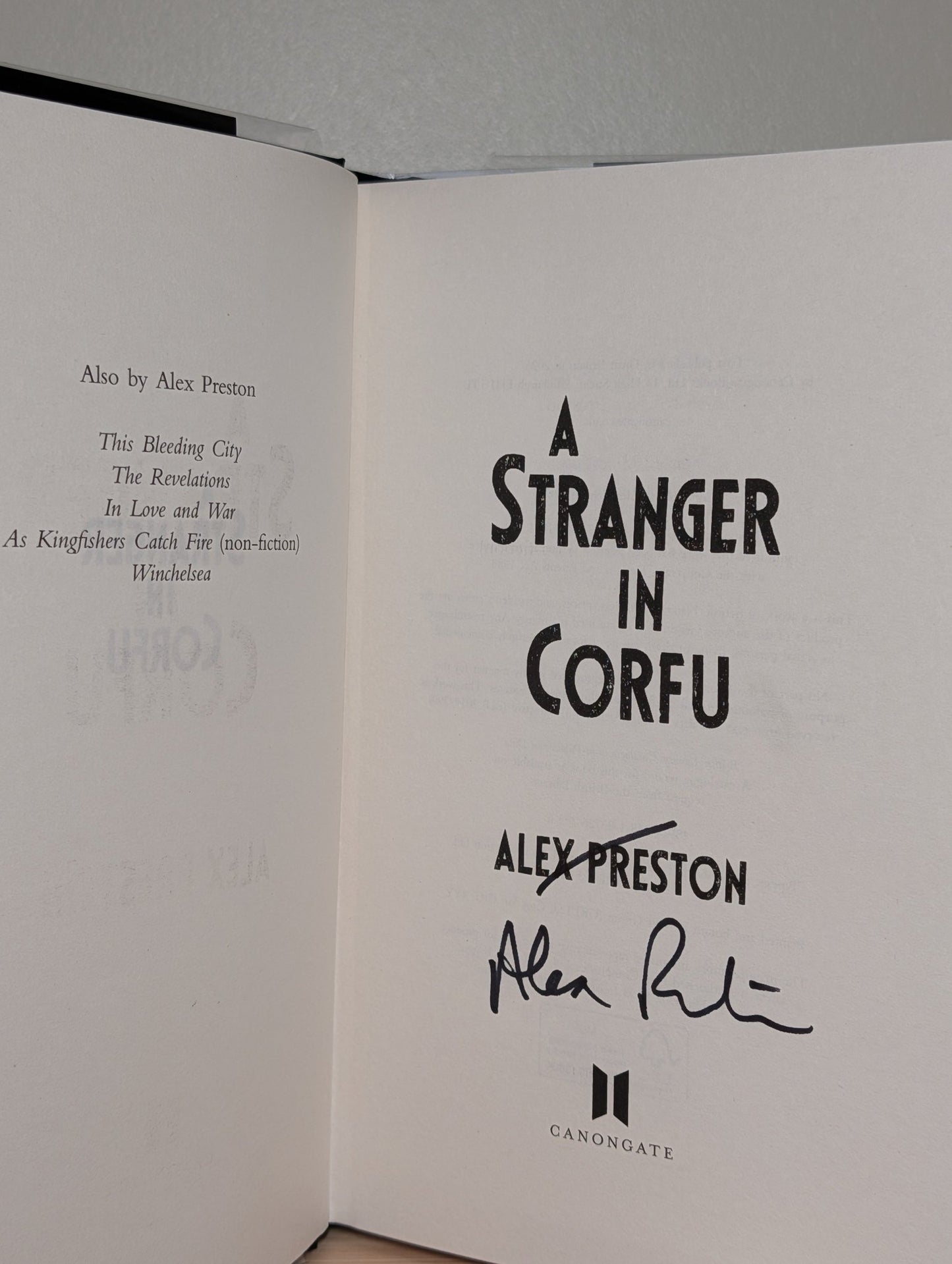 A Stranger in Corfu by Alex Preston (Signed First Edition) - Fialta Books