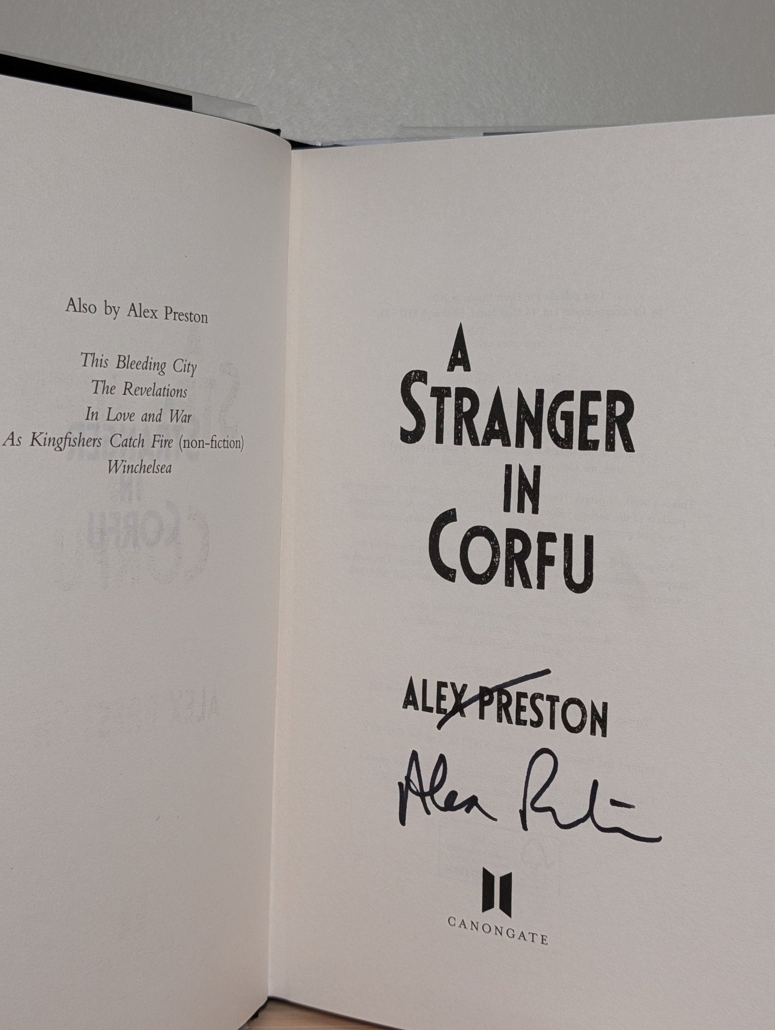 A Stranger in Corfu by Alex Preston (Signed First Edition) - Fialta Books