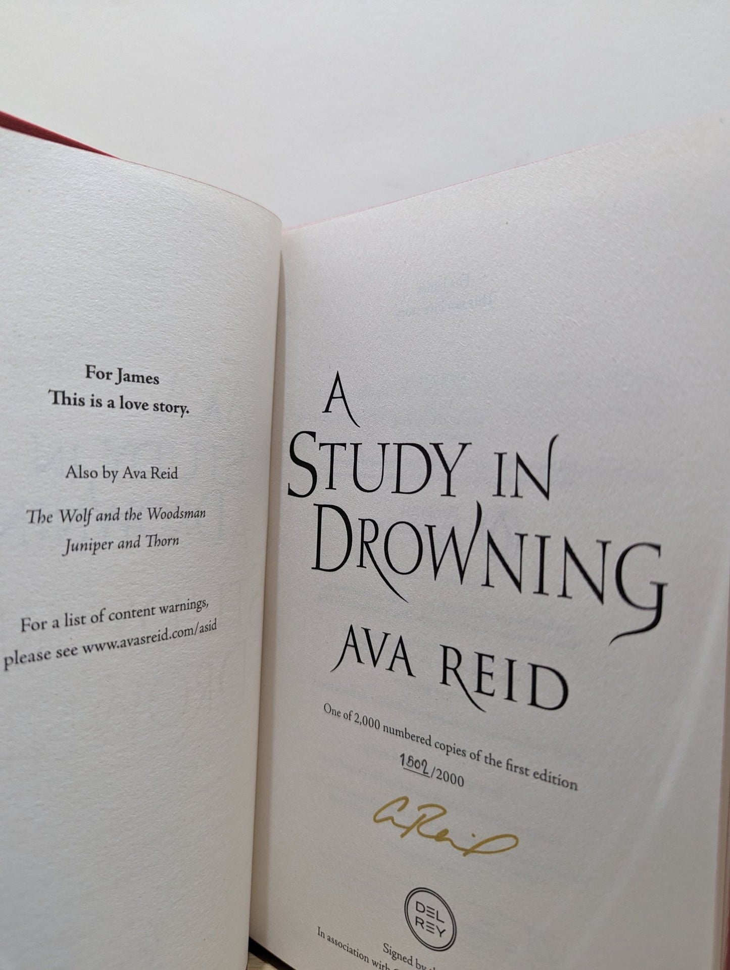 A Study in Drowning by Ava Reid (Signed Numbered First Edition with sprayed edges) - Fialta Books