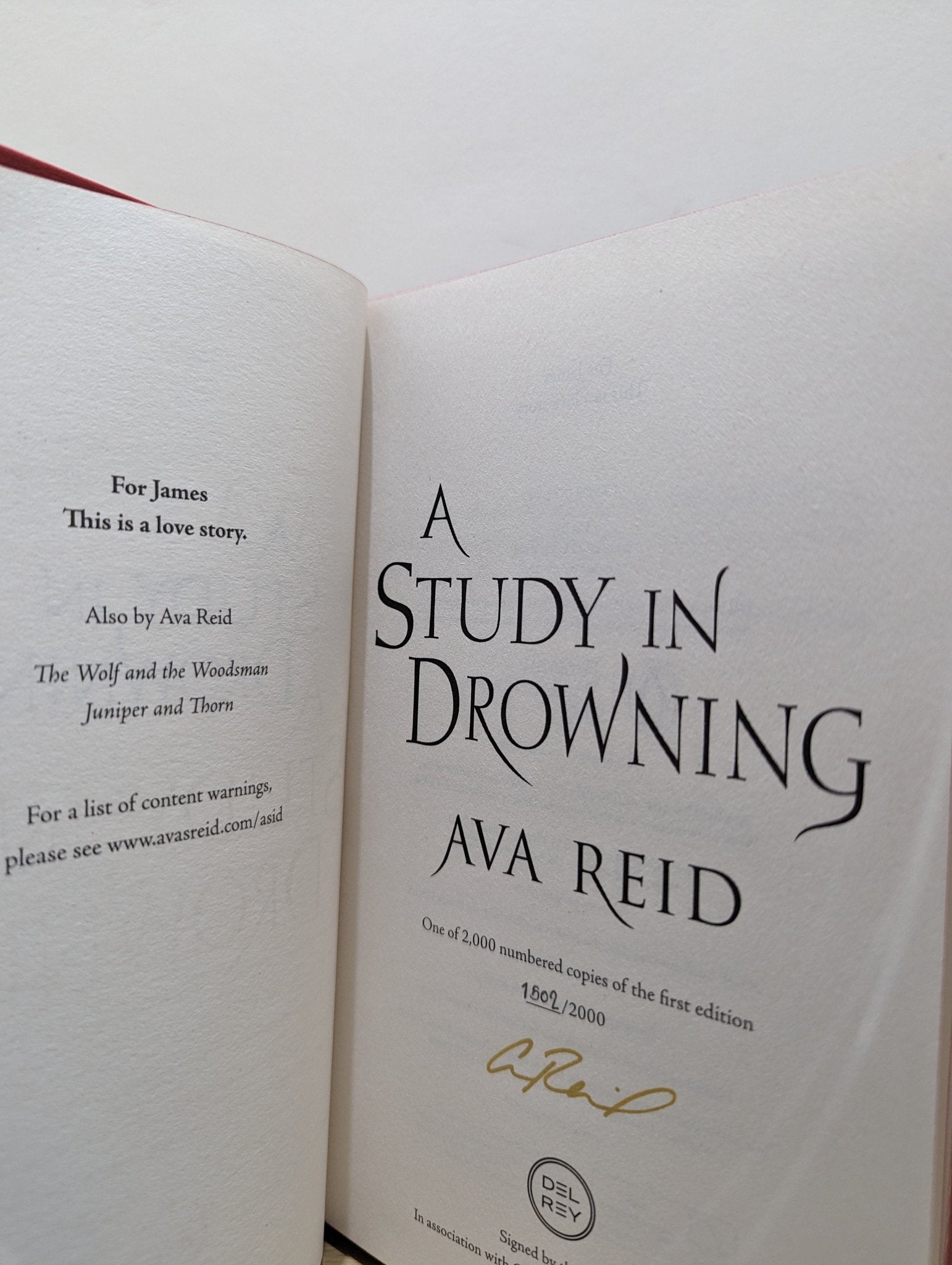 A Study in Drowning by Ava Reid (Signed Numbered First Edition with sprayed edges) - Fialta Books