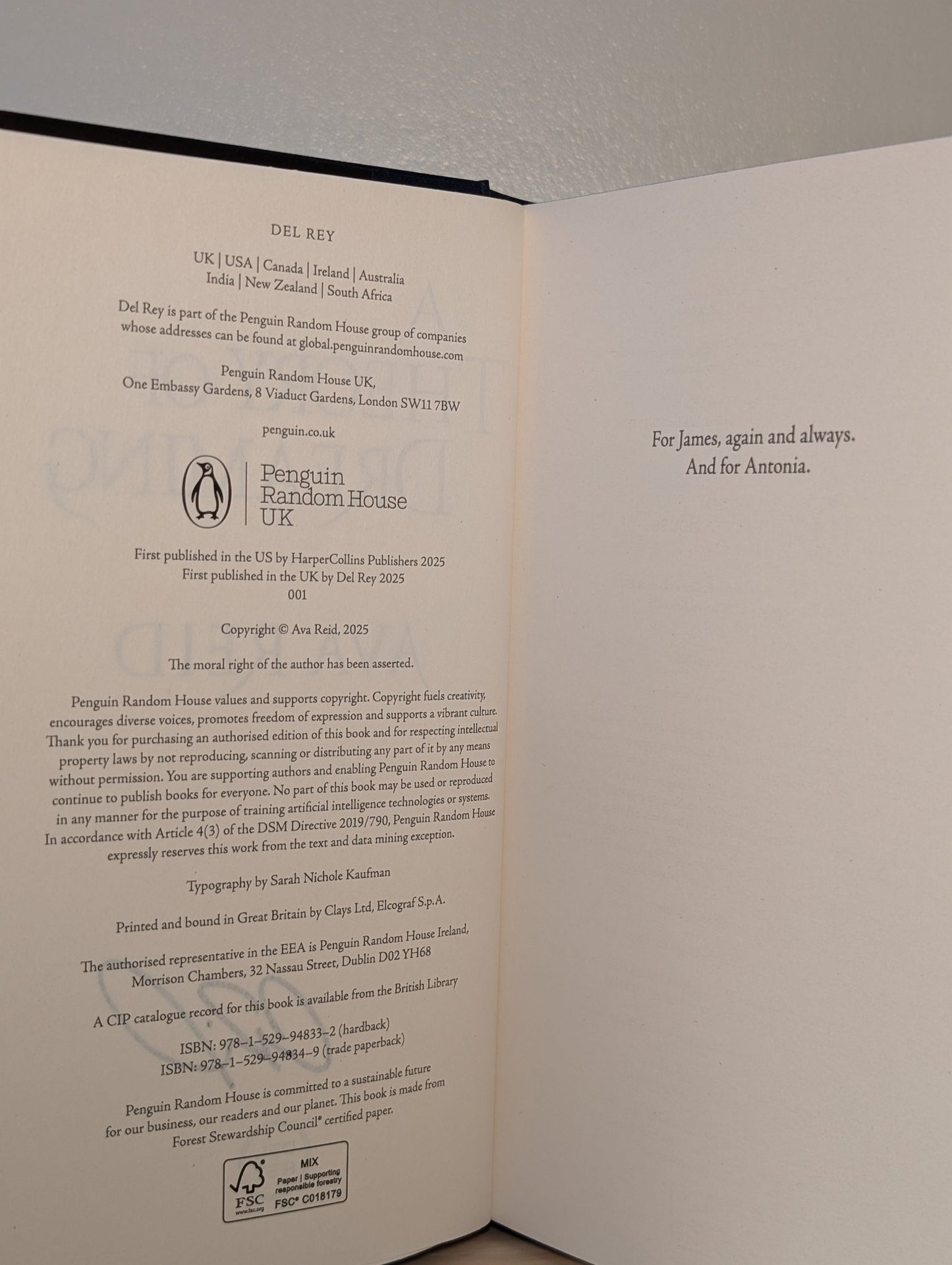 A Theory of Dreaming by Ava Reid (Signed First Edition with sprayed edges) - Fialta Books
