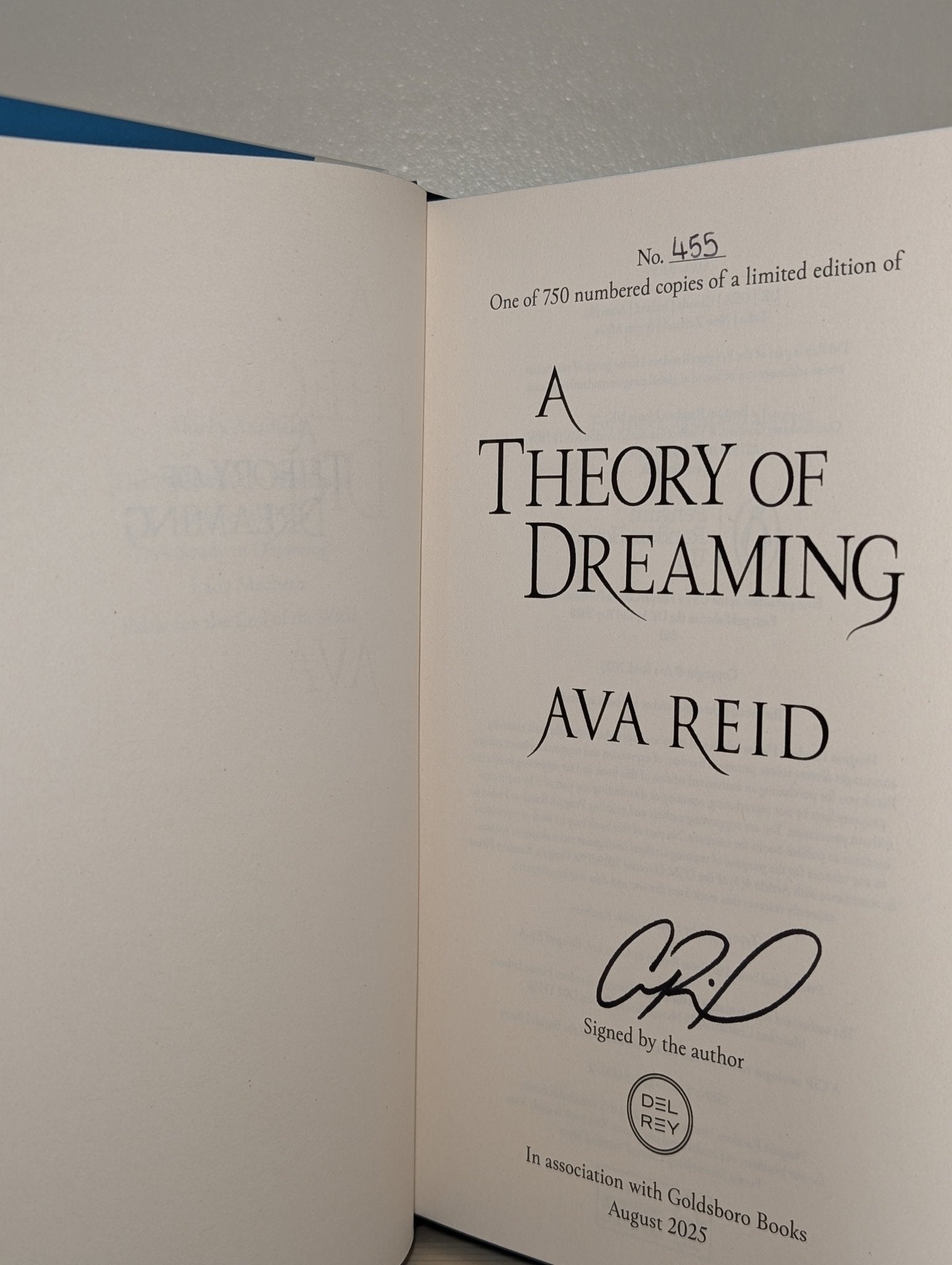 A Theory of Dreaming by Ava Reid (Signed Numbered First Edition with sprayed edges) - Fialta Books