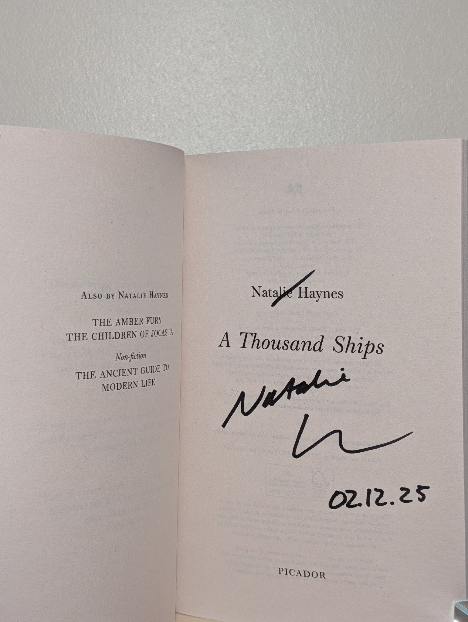 A Thousand Ships by Natalie Haynes (Signed Dated) - Fialta Books