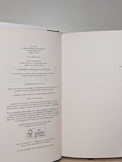 A Truce That Is Not Peace by Miriam Toews (Signed First Edition) - Fialta Books