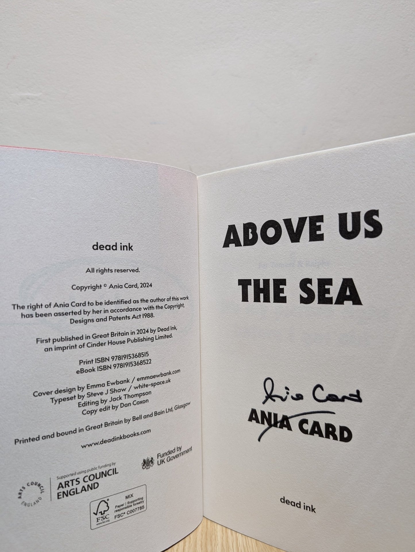 Above Us the Sea by Ania Card (Signed First Edition) - Fialta Books