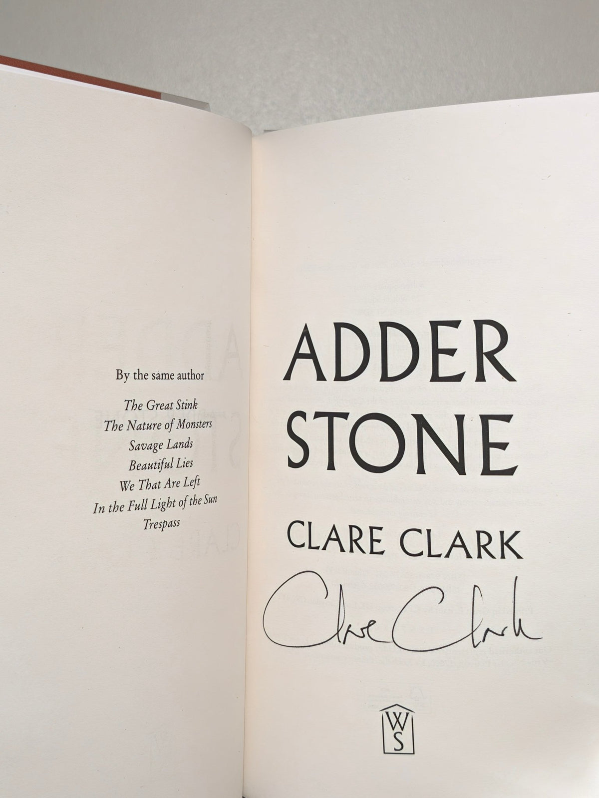 Adder Stone by Clare Clark (Signed First Edition) - Fialta Books