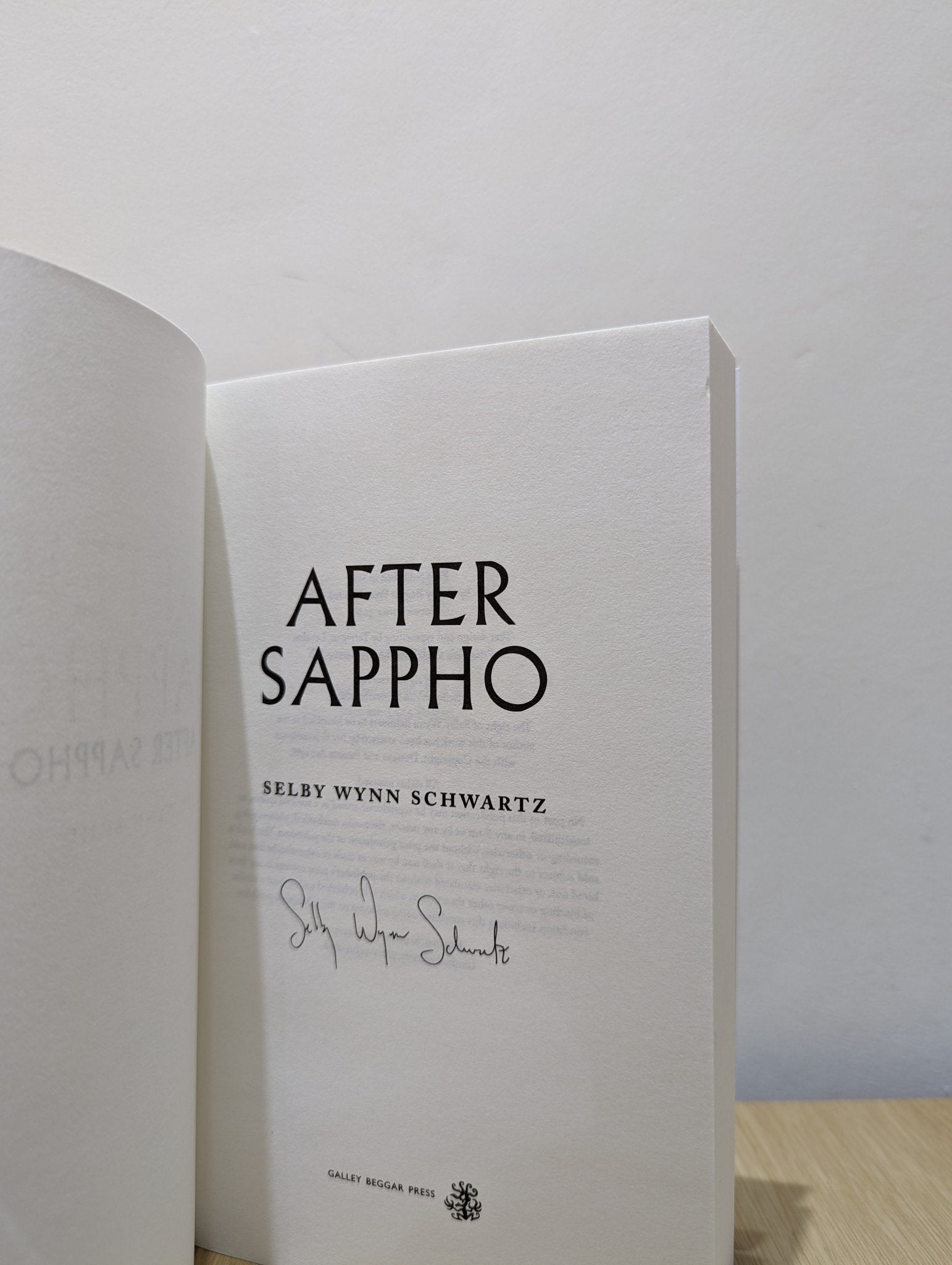 After Sappho by Selby Wynn Schwartz (Signed First Edition) - Fialta Books