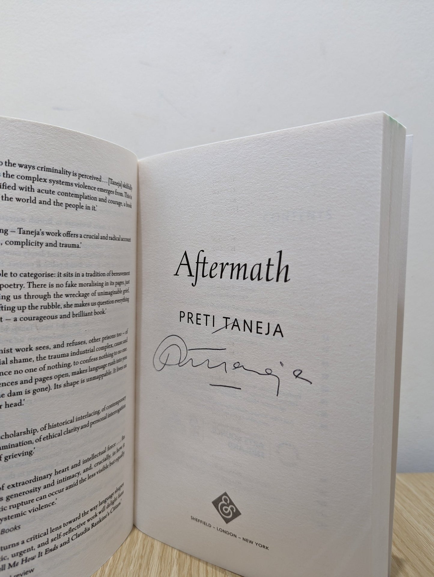 Aftermath by Preti Taneja (Signed First Edition) - Fialta Books