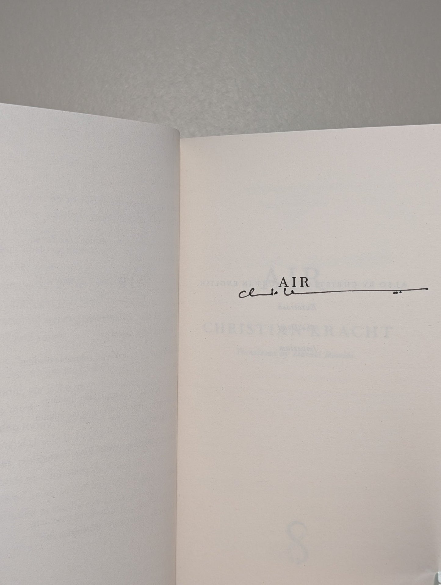 Air by Christian Kracht (Signed First Edition) - Fialta Books