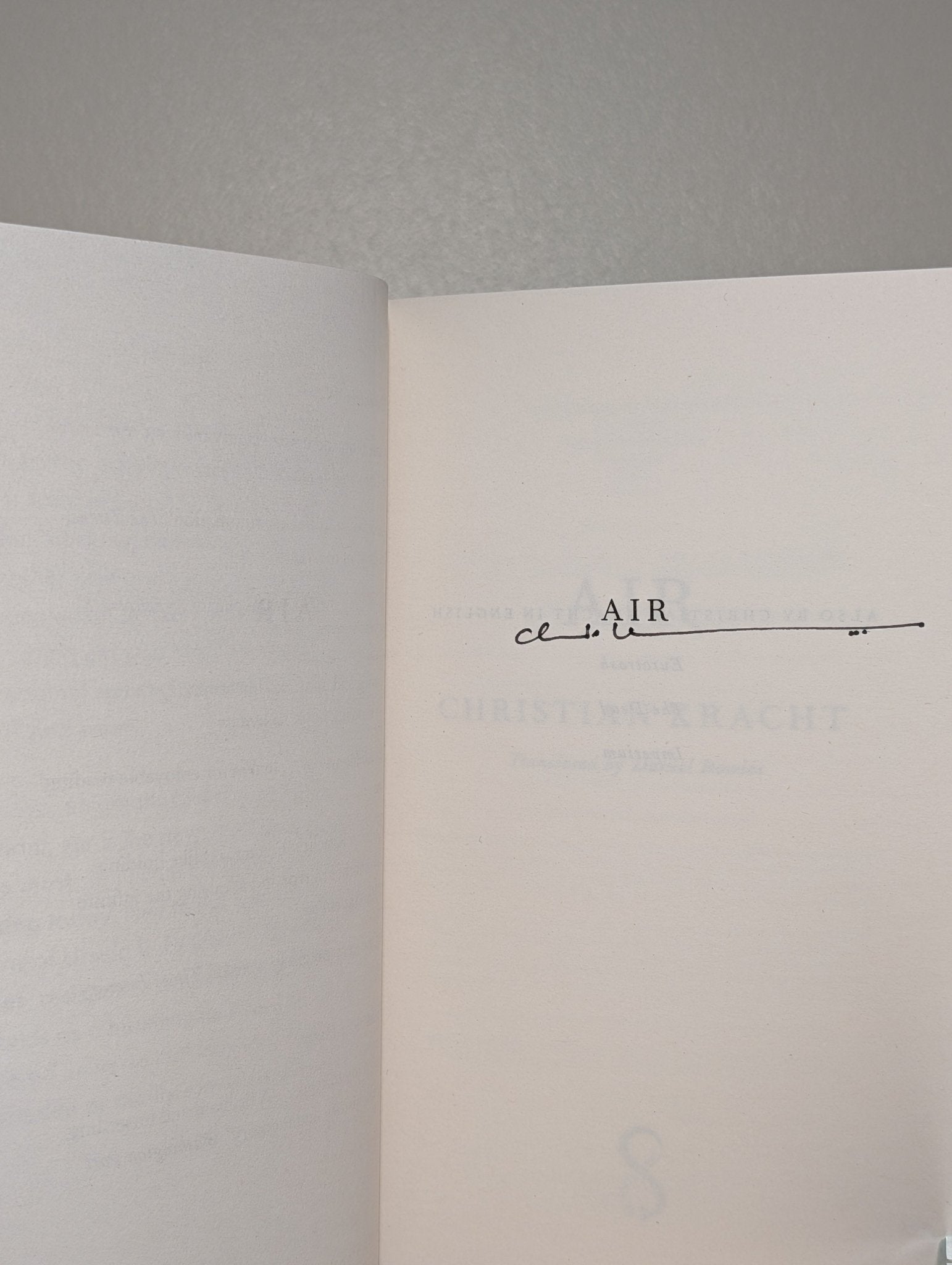 Air by Christian Kracht (Signed First Edition) - Fialta Books