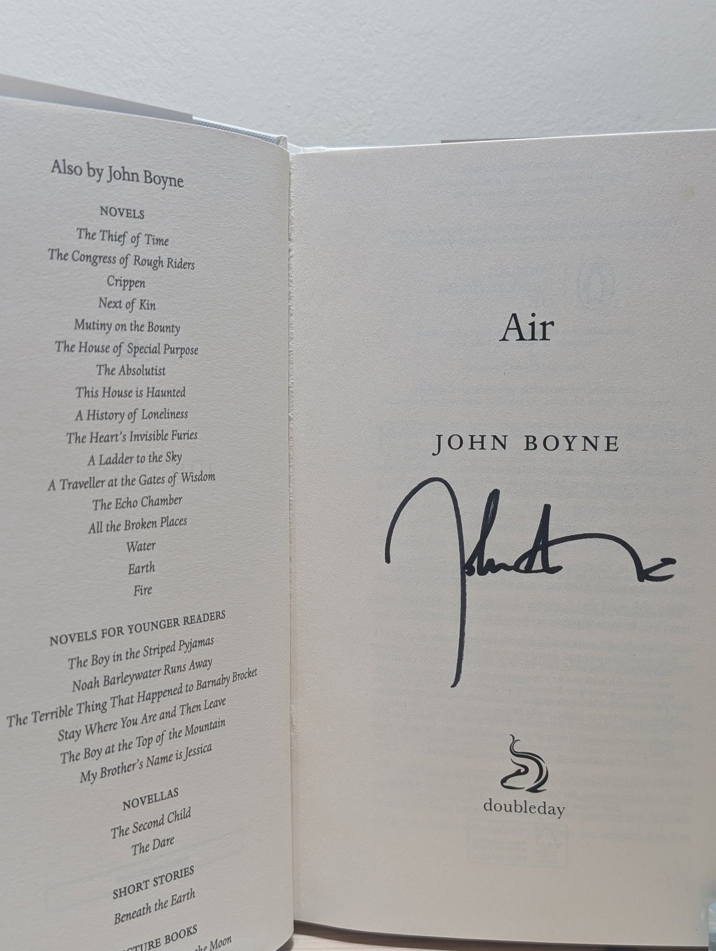 Air by John Boyne (Signed First Edition) - Fialta Books