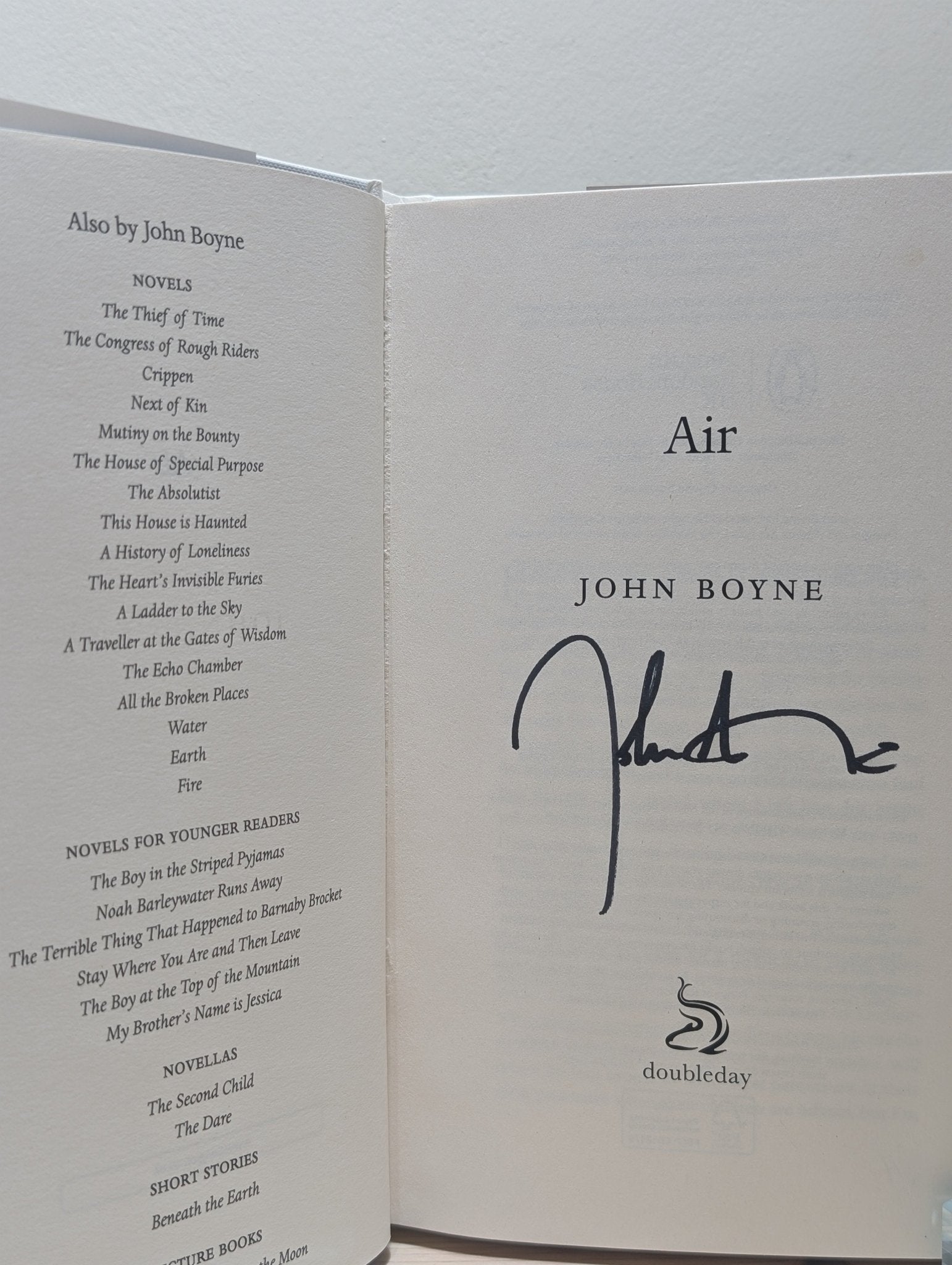 Air by John Boyne (Signed First Edition) - Fialta Books